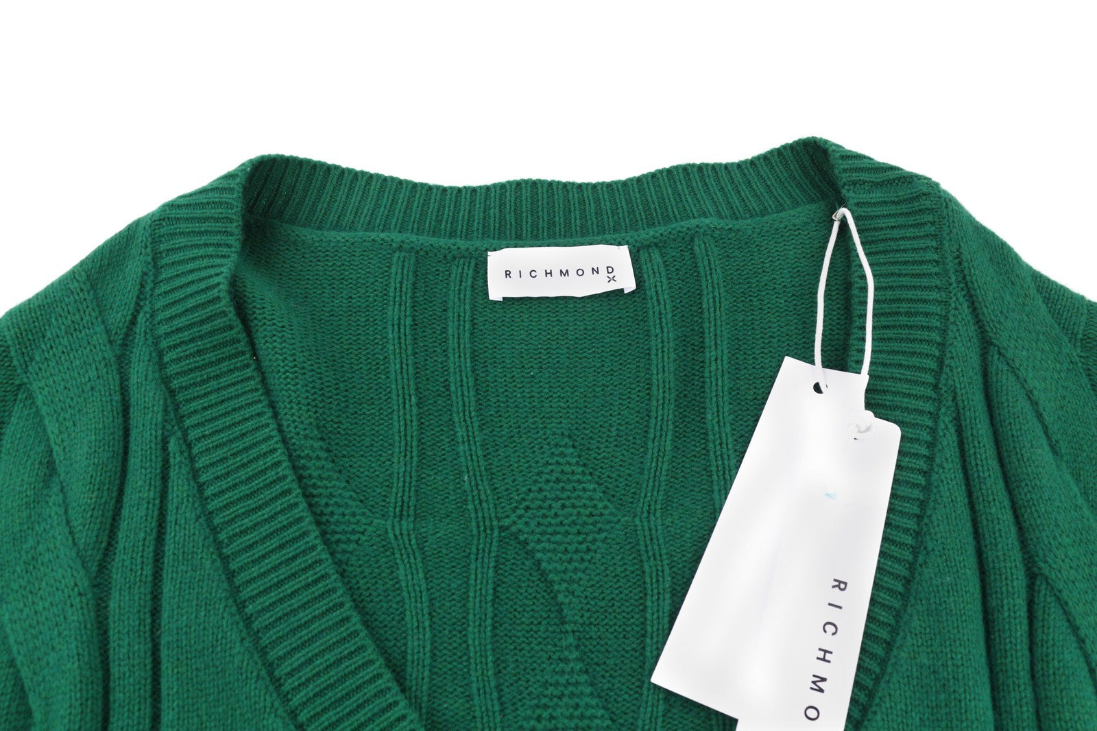 RICHMOND X Women's Cardigan S Green Wool Angora Knit V-Neck Button Closure