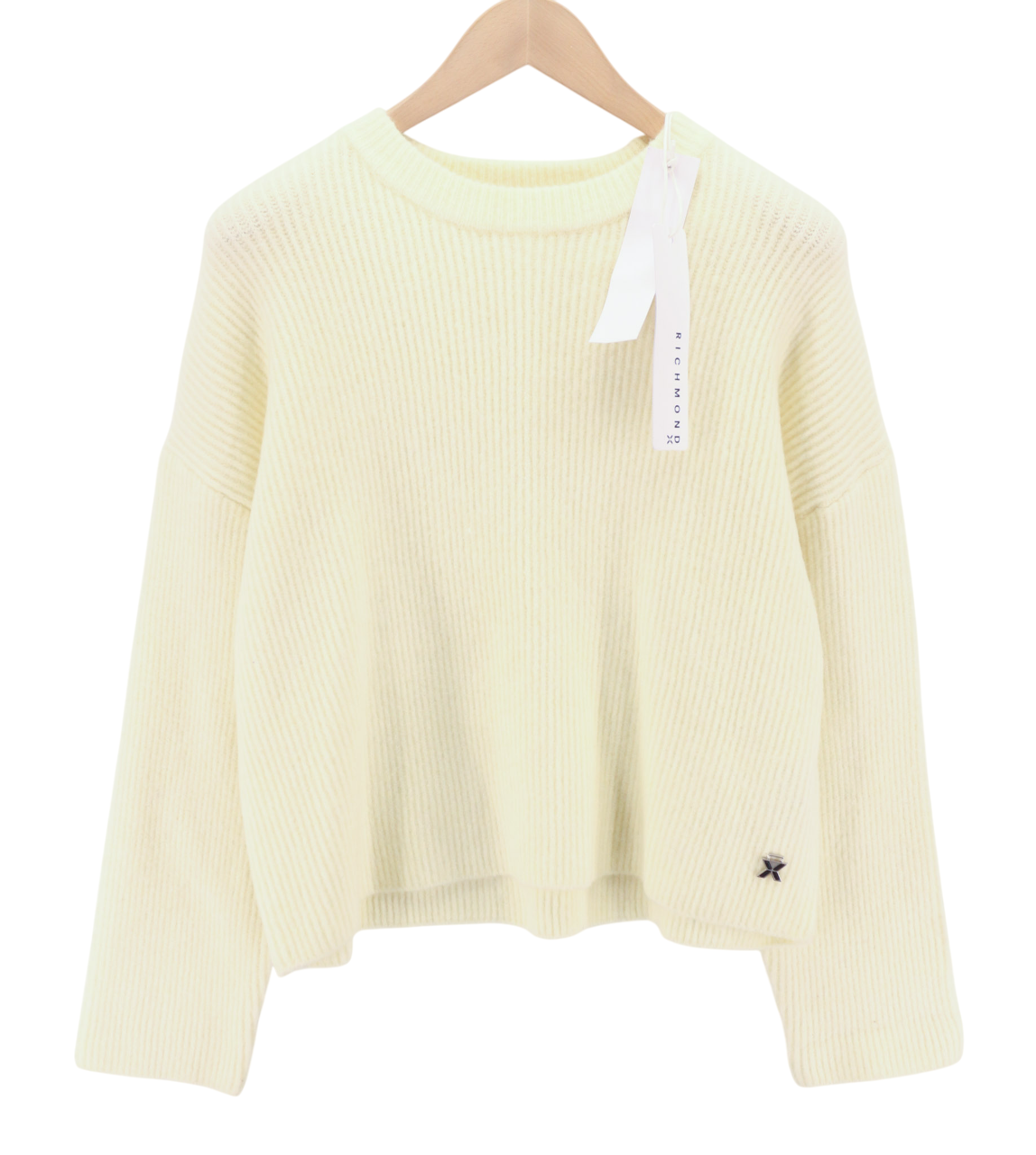 RICHMOND X Women's Jumper S White Knit Pullover Round Neck Long Sleeve