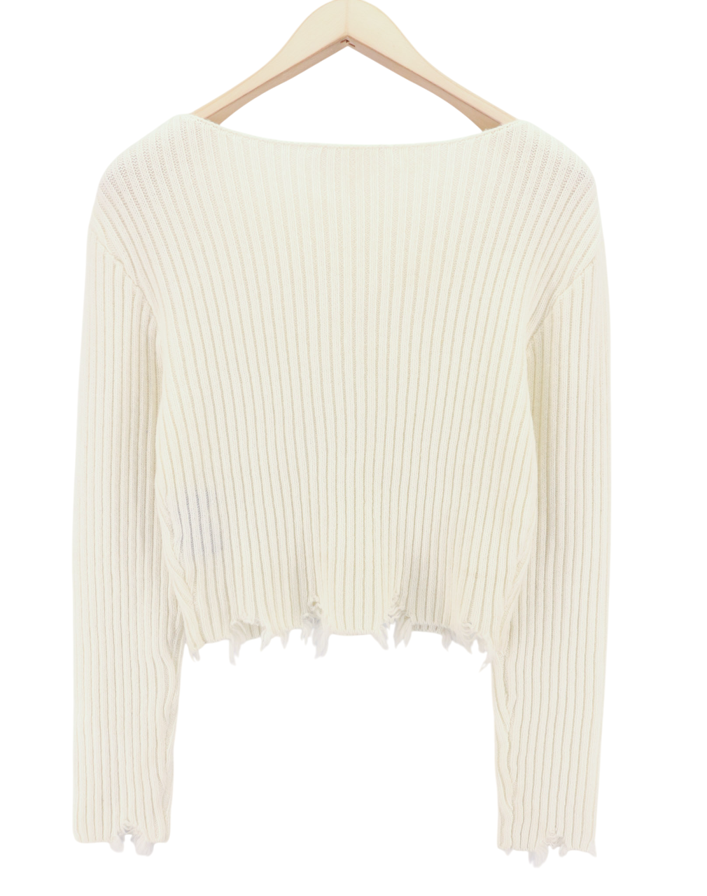 RICHMOND X Women's Jumper S White Sugar Knit Long Sleeve Distressed Pullover