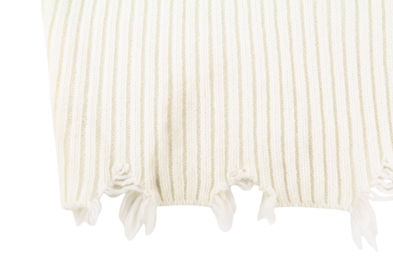 RICHMOND X Women's Jumper S White Sugar Knit Long Sleeve Distressed Pullover