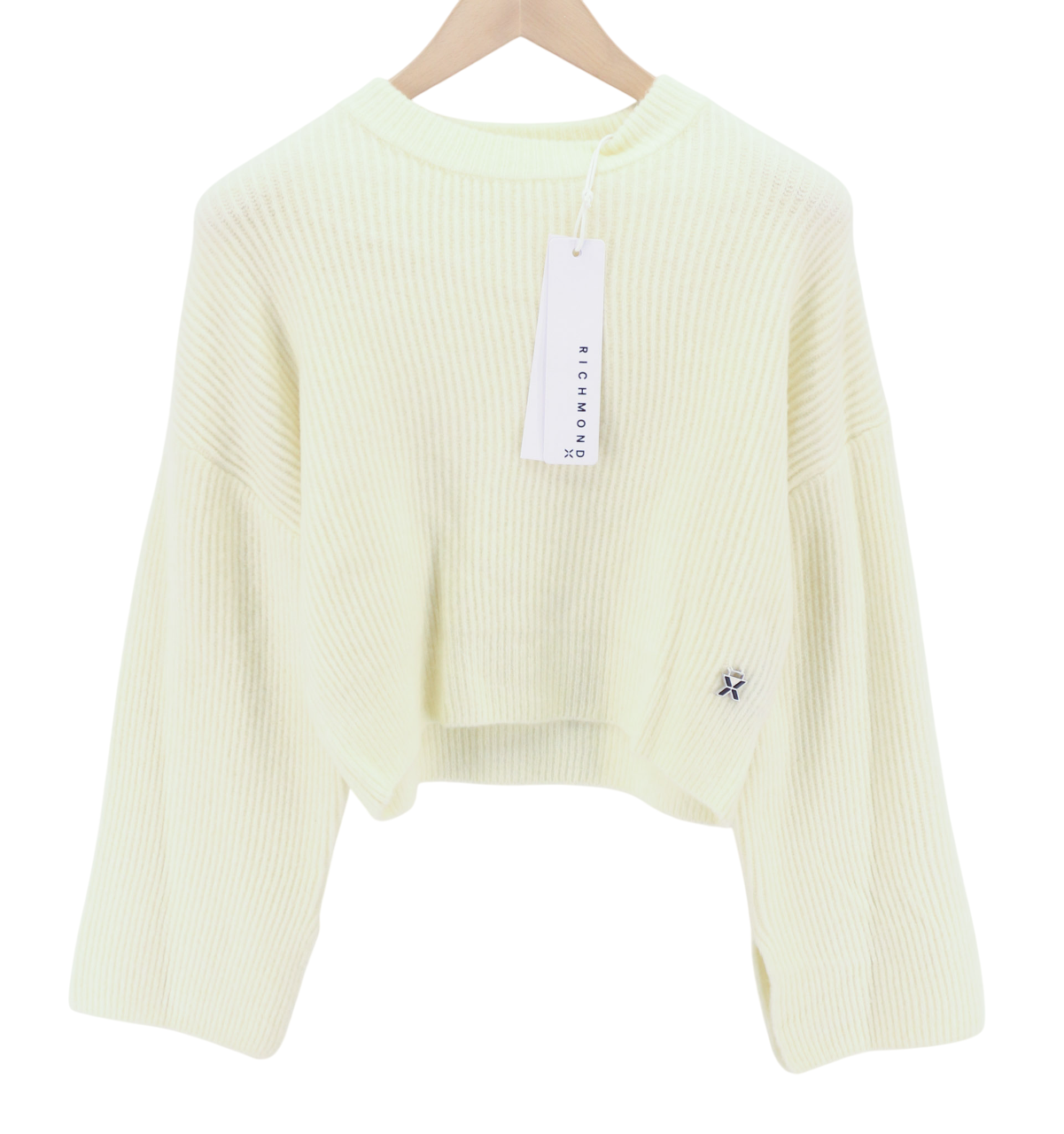 RICHMOND X Women's Jumper S White Wool Knit Flared Sleeve Pullover Metal Trim