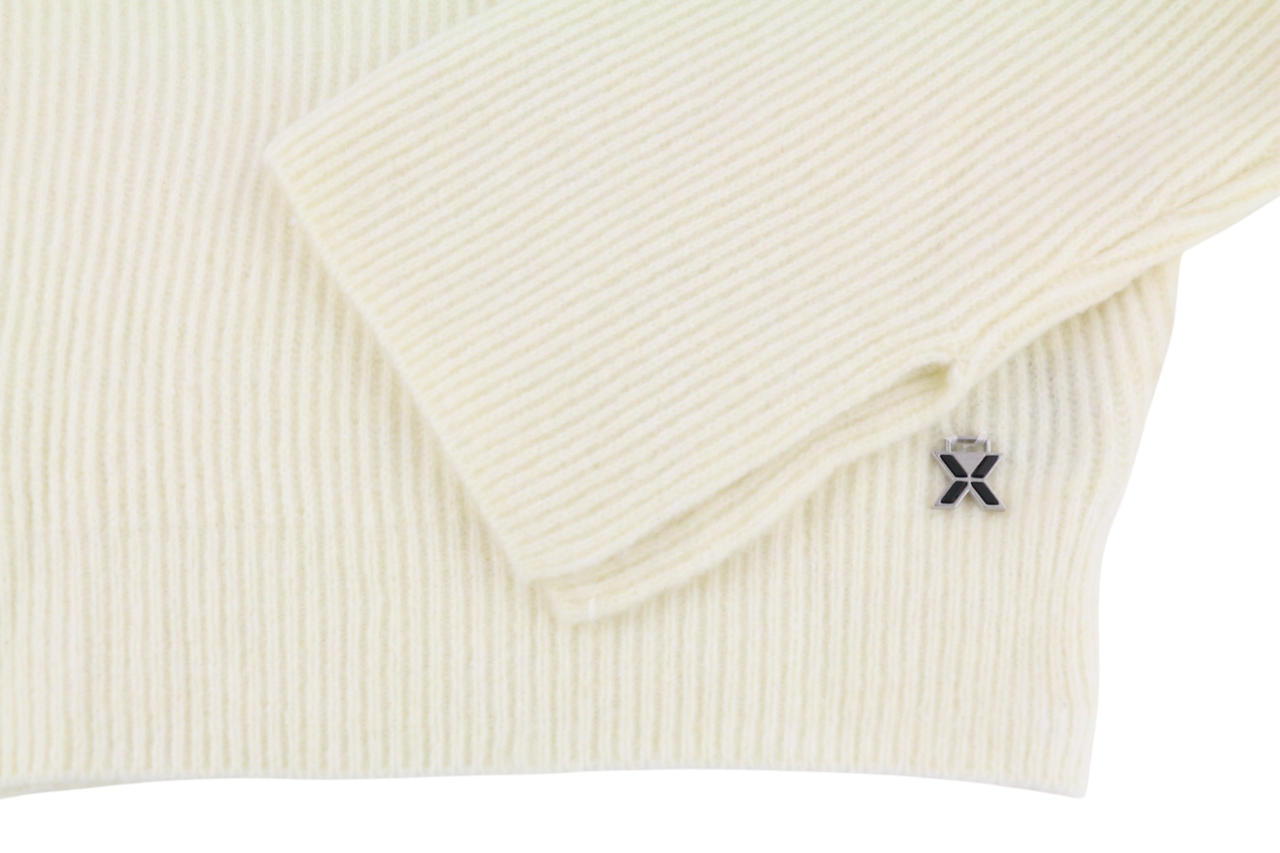 RICHMOND X Women's Jumper S White Wool Knit Flared Sleeve Pullover Metal Trim