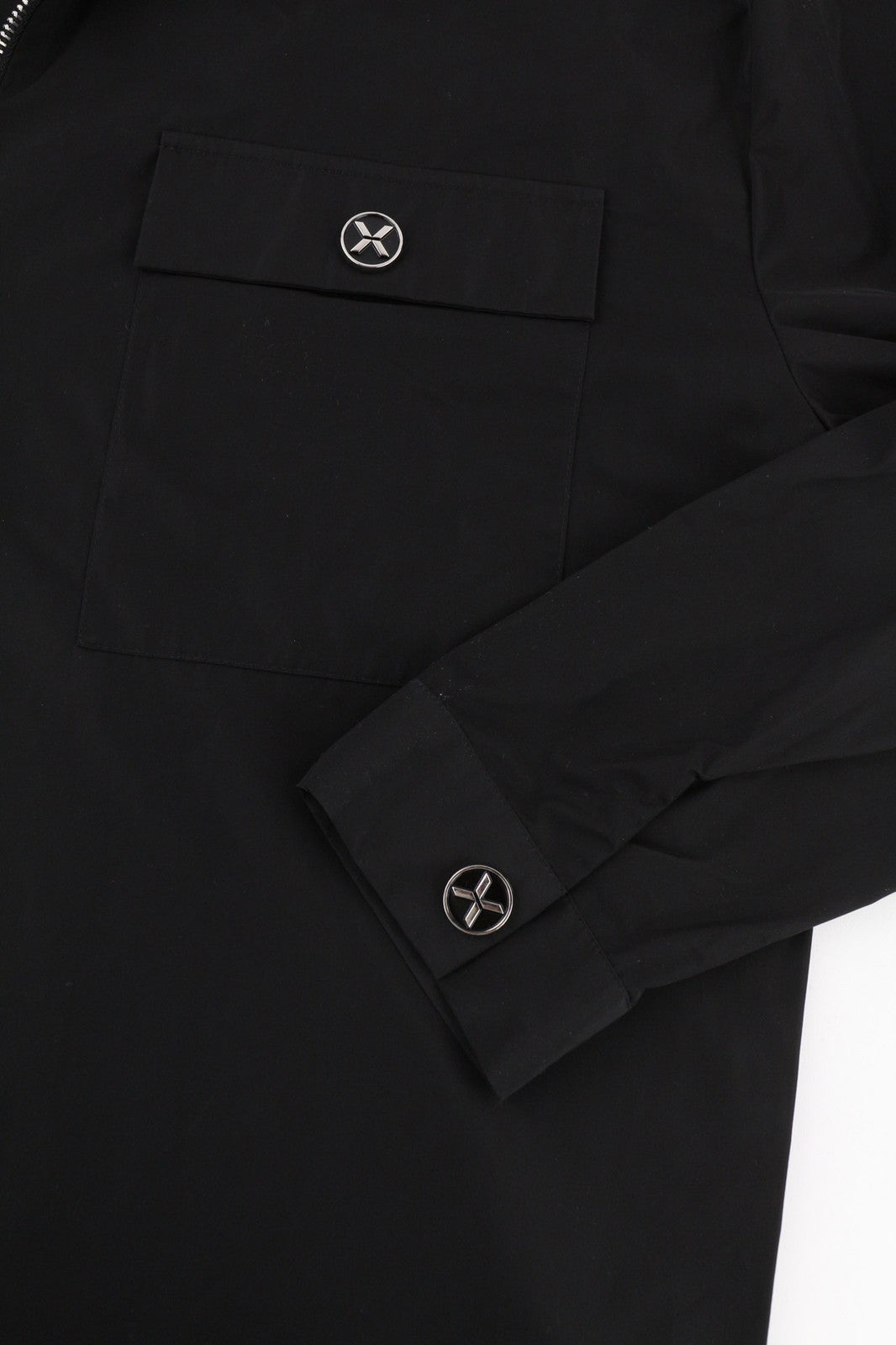 RICHMOND X vyriški marškinėliai su užtrauktuku, kišenėmis, ilgomis rankovėmis, apykakle ir sagomis, 40 dydžio juodi marškiniai su užtrauktuku ir kišenėmis. 