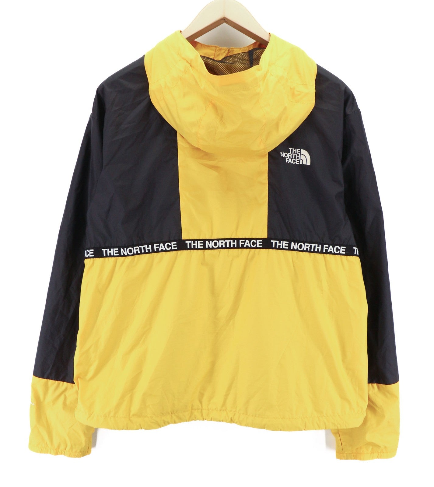 THE NORTH FACE Women's Jacket XL T93YH6 Black Yellow Lined Anorak Hooded Zip