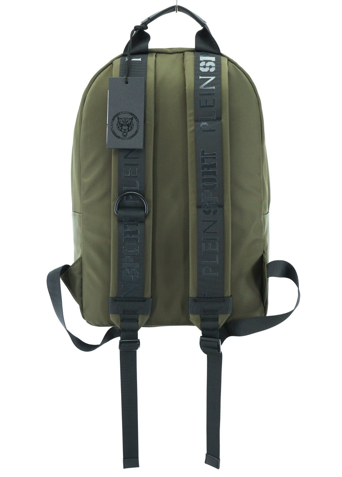 PHILIPP PLEIN vyriška kuprinė, vieno dydžio, žalia, su pamušalu, reguliuojamo dydžio rankena, užtrauktuku 