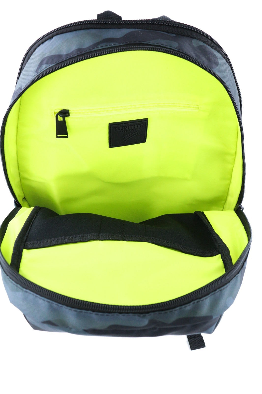 PHILIPP PLEIN vyriška kuprinė, vieno dydžio, su užtrauktuku ir kamufliažiniu raštu. 