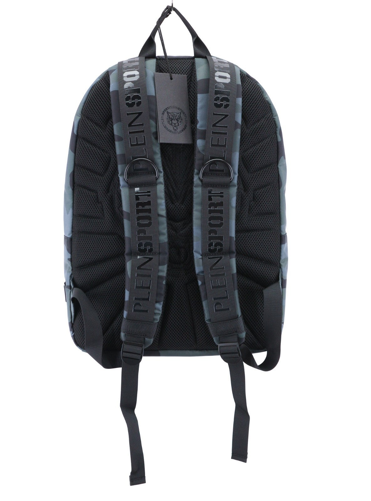 PHILIPP PLEIN vyriška kuprinė, vieno dydžio, „Philadelphia“ kamufliažinė, su dviem rankenomis ir užtrauktuku. 