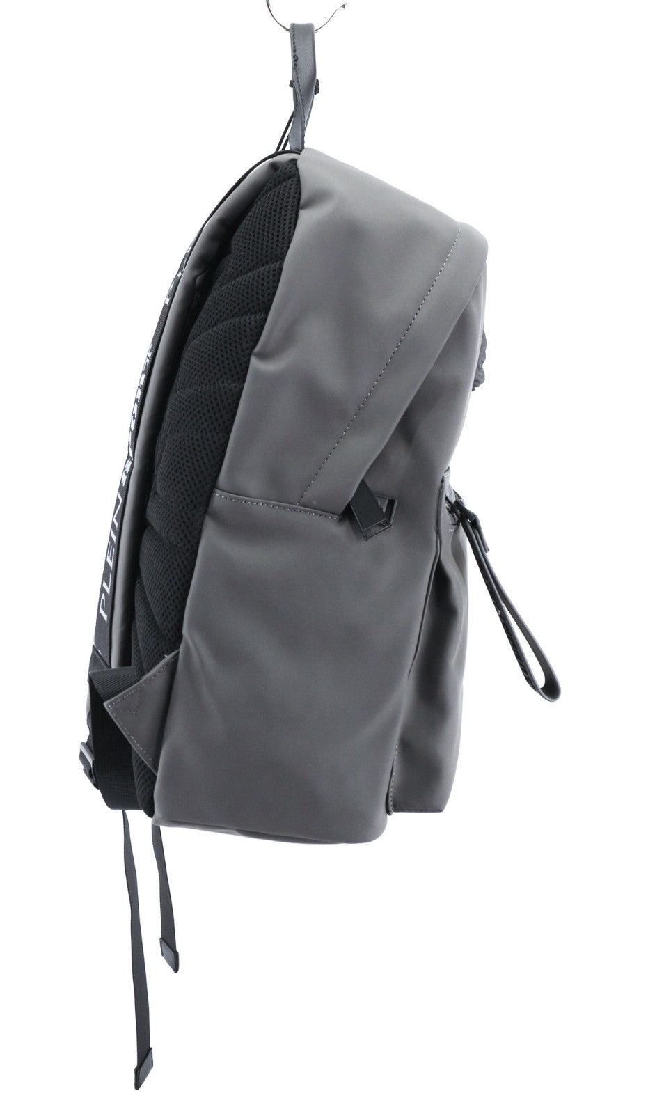 PHILIPP PLEIN moteriška kuprinė, vieno dydžio, pilka, dviguba reguliuojamo dydžio rankinė Bostono stiliaus, su pamušalu. 