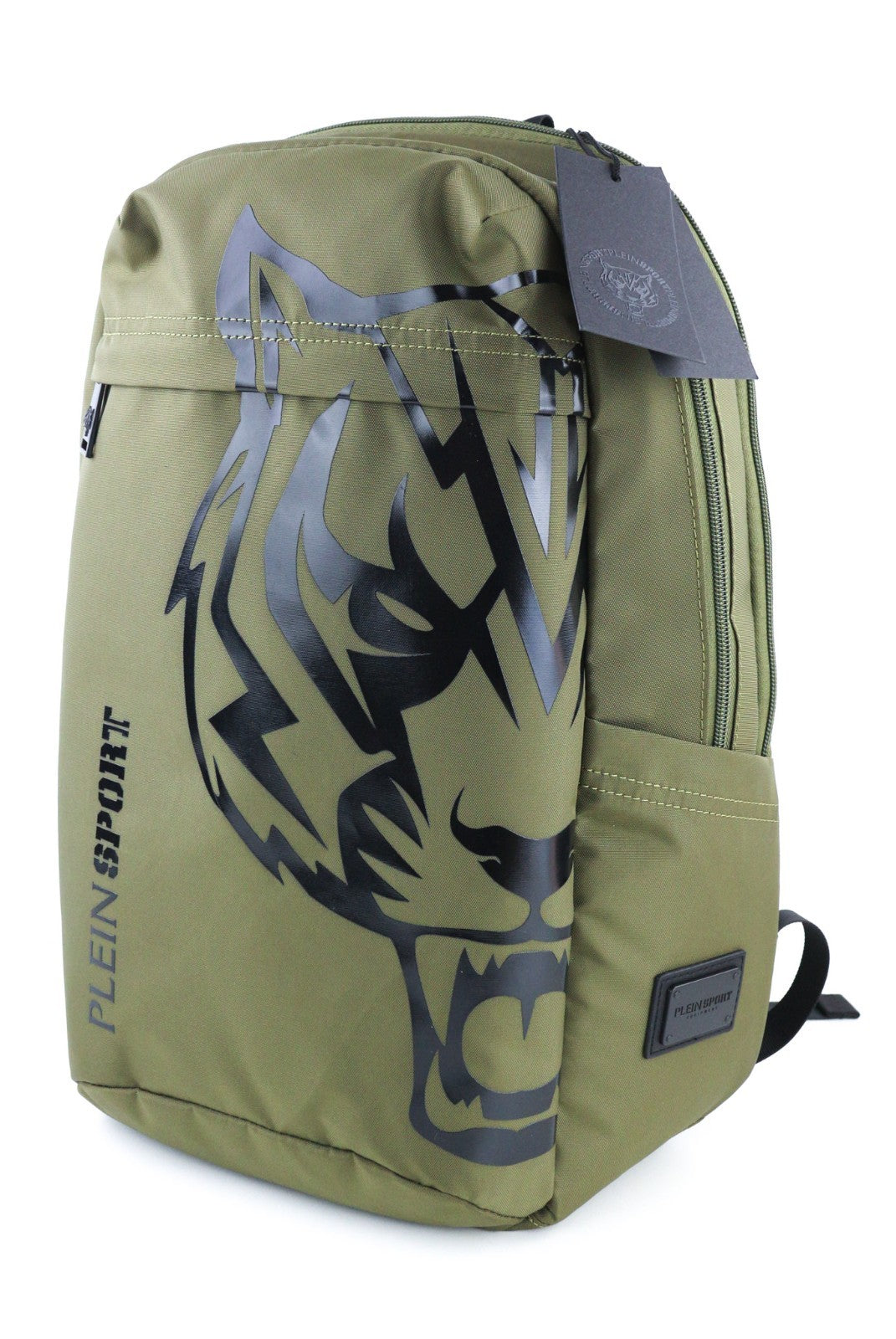 PHILIPP PLEIN vyriška kuprinė, vieno dydžio, „Philadelphia“ žalia, su užtrauktuku ir pamušalu. 