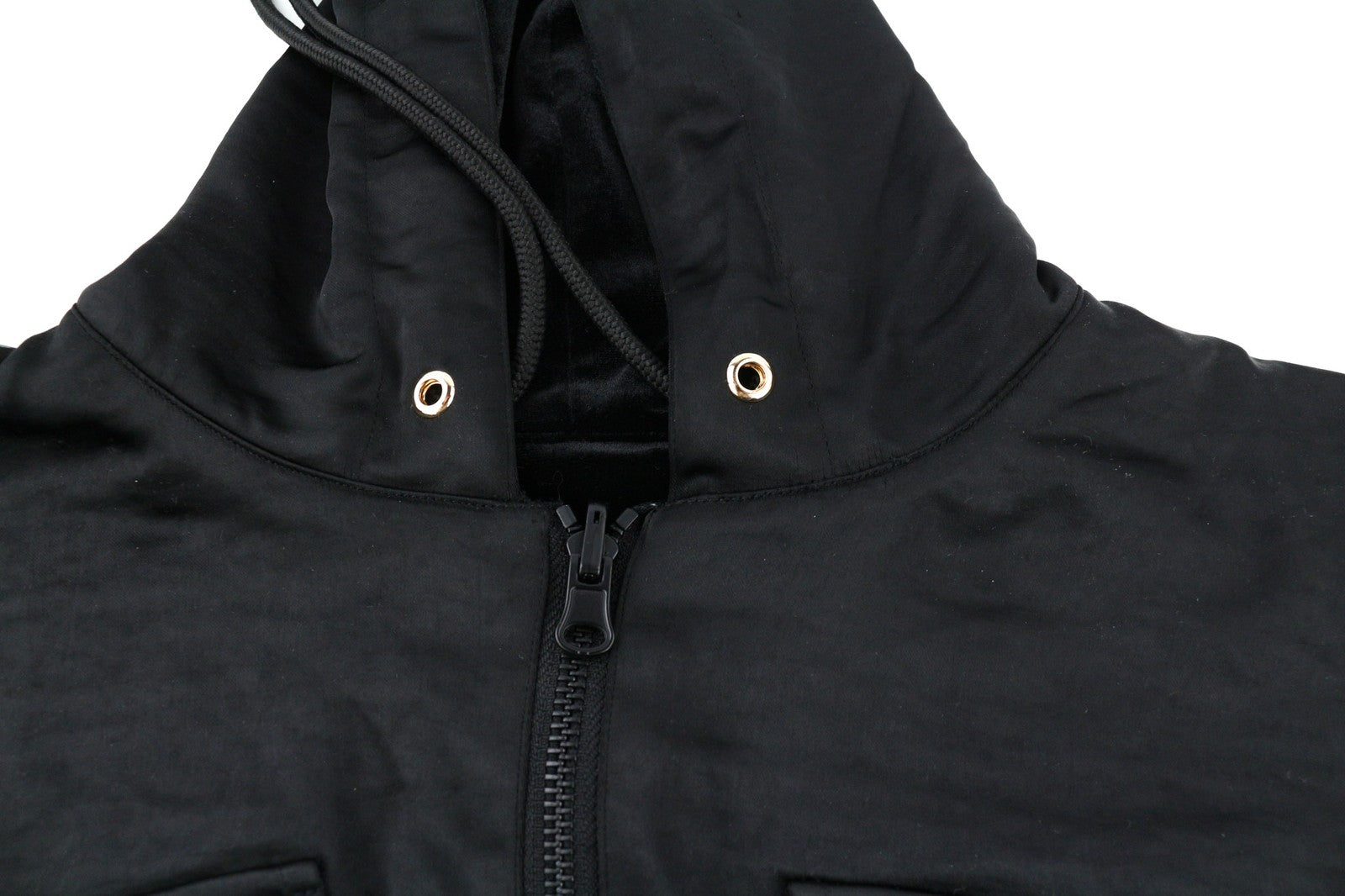 RICHMOND X Women's Sweatshirt 40 Black Two-Way Zip Cropped Hooded Strap Detail