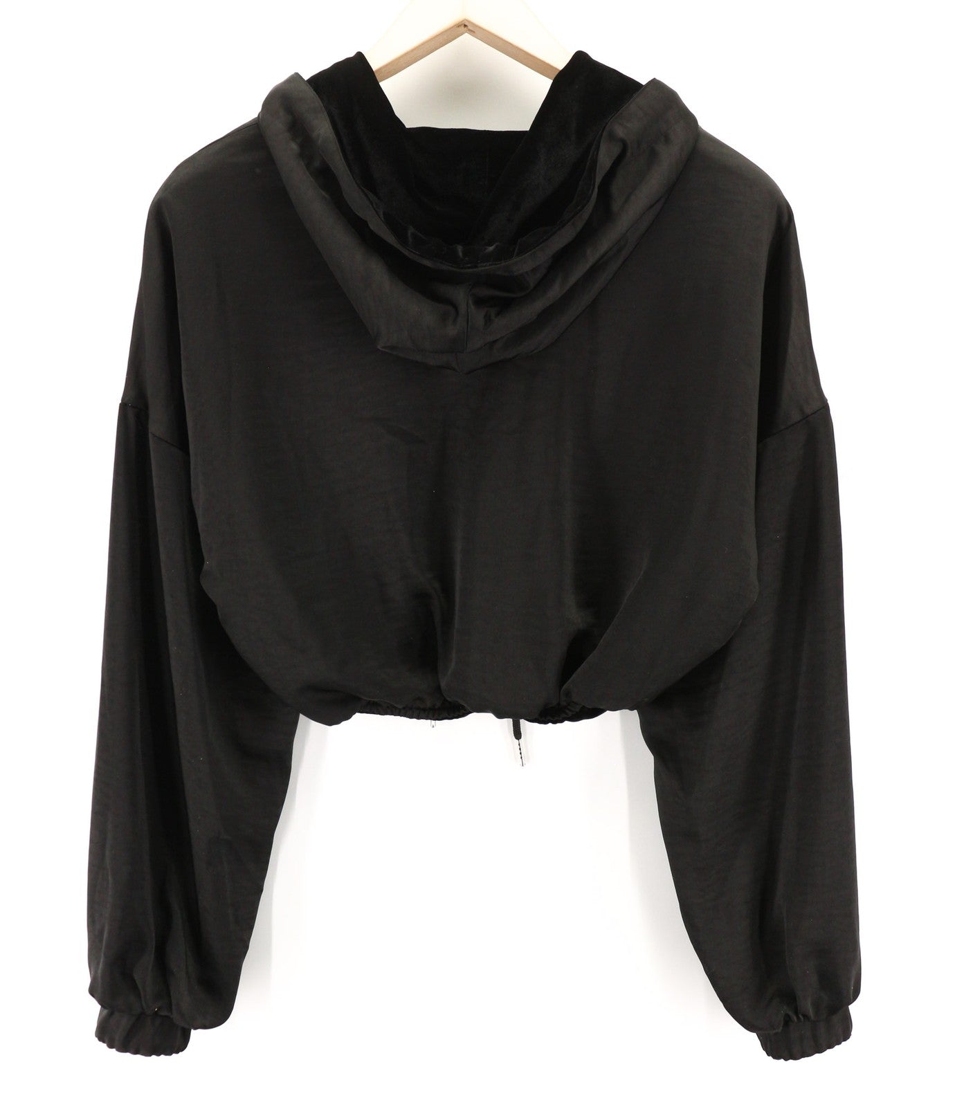 RICHMOND X Women's Sweatshirt 40 Black Two-Way Zip Cropped Hooded Strap Detail