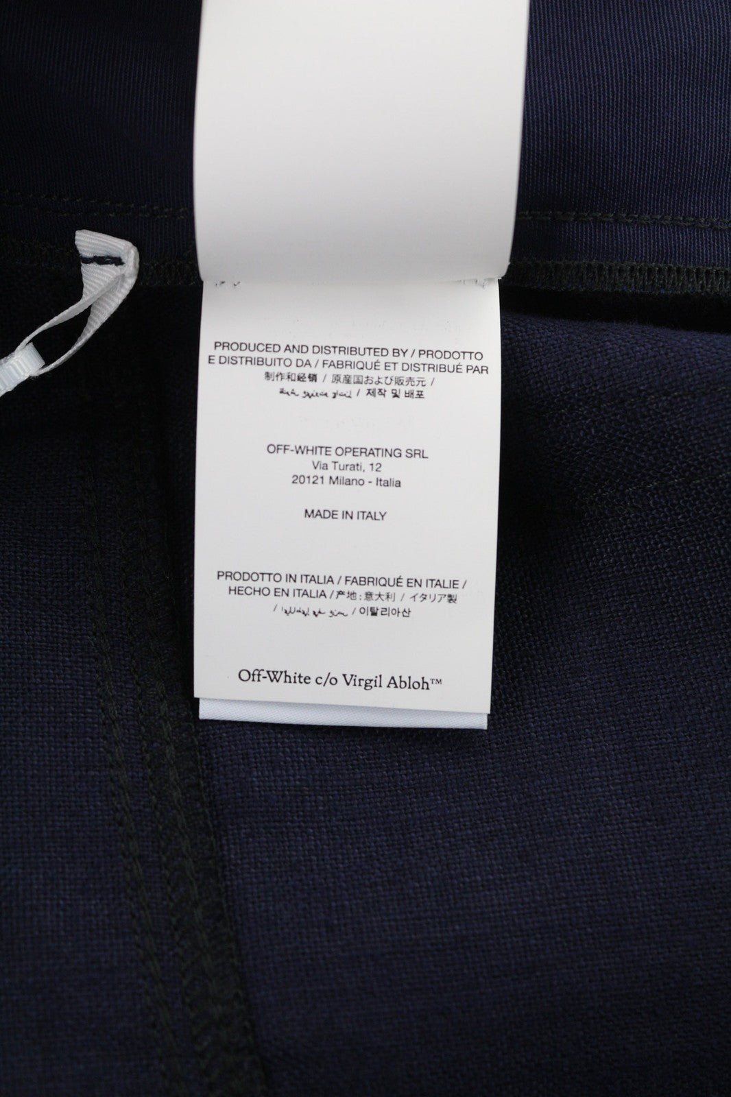 Vyriškos kelnės OFF-WHITE W31 lino mišinio, juodos, mėlynos, maišytos, klostytos, siaurėjančios, RRP600 