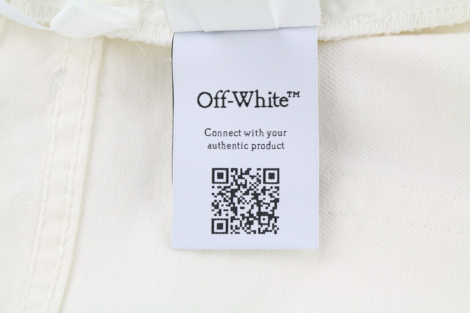OFF-WHITE Men's Jeans W32 90s Logo Raw White Straight Fit Cotton Stretch RRP667