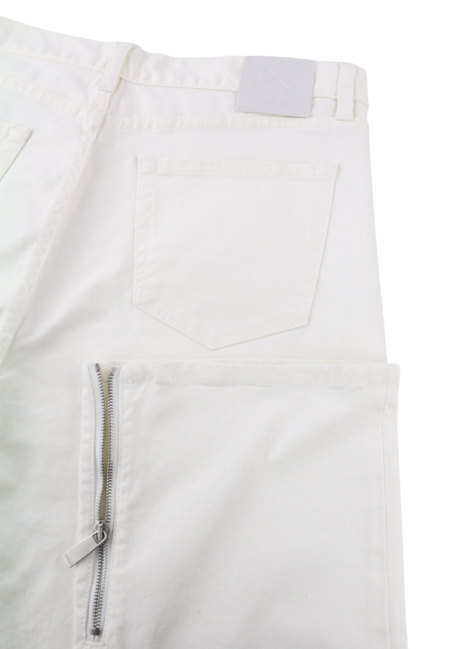 OFF-WHITE Men's Jeans W32 90s Logo Raw White Straight Fit Cotton Stretch RRP667