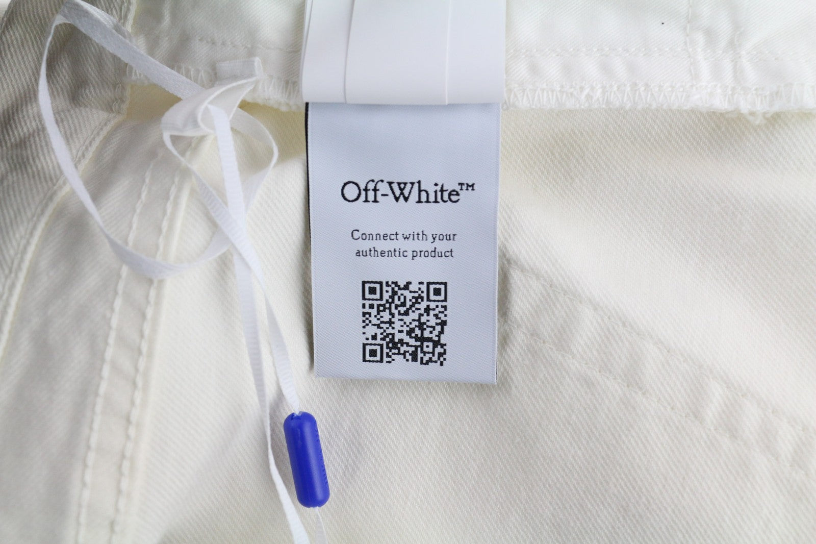 OFF-WHITE Men's Jeans W33 90s Logo Straight Fit Raw White Cotton Stretch RRP667