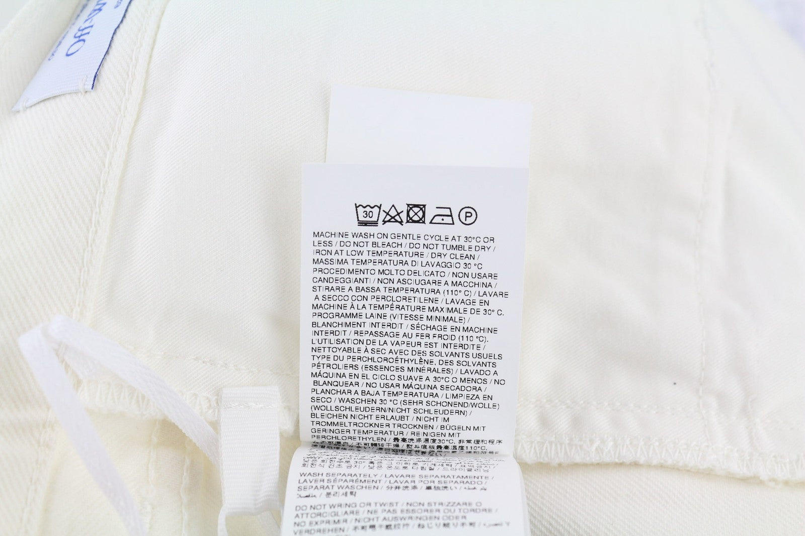 OFF-WHITE Men's Jeans W33 90s Logo Straight Fit Raw White Cotton Stretch RRP667