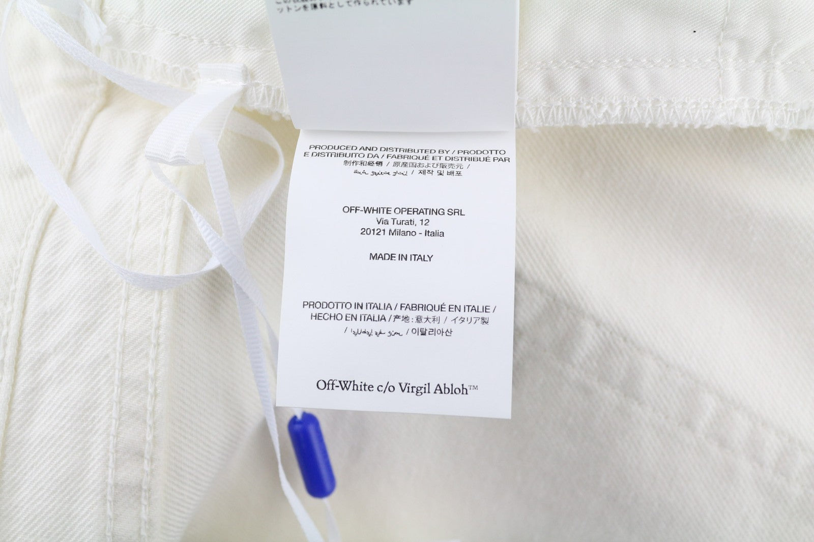 OFF-WHITE Men's Jeans W33 90s Logo Straight Fit Raw White Cotton Stretch RRP667