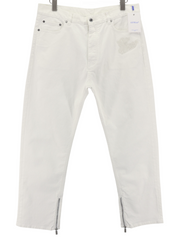 OFF-WHITE Men's Jeans W34 90s Logo Straight Raw White Cotton Stretch RRP667