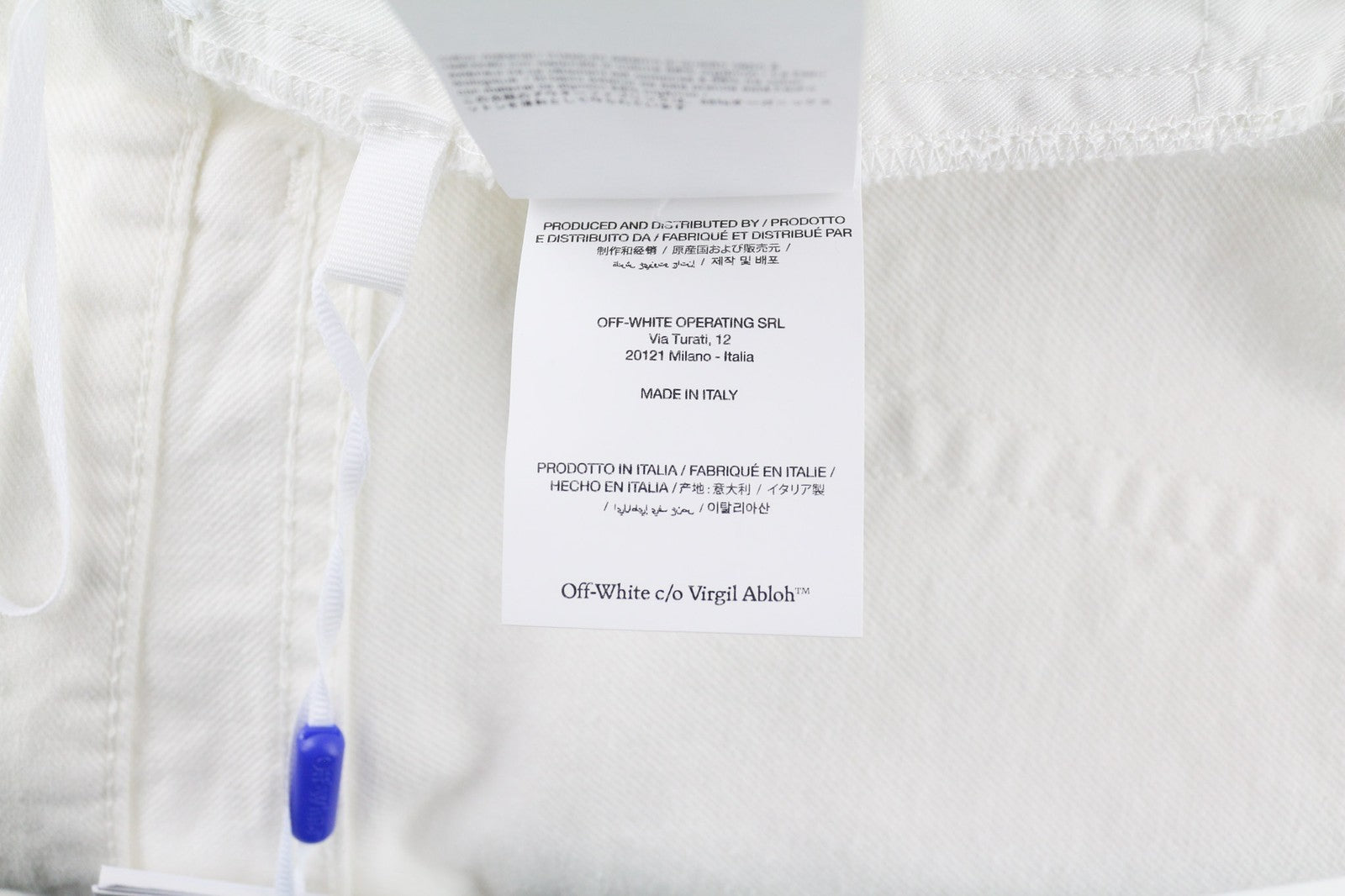 OFF-WHITE Men's Jeans W34 90s Logo Straight Raw White Cotton Stretch RRP667