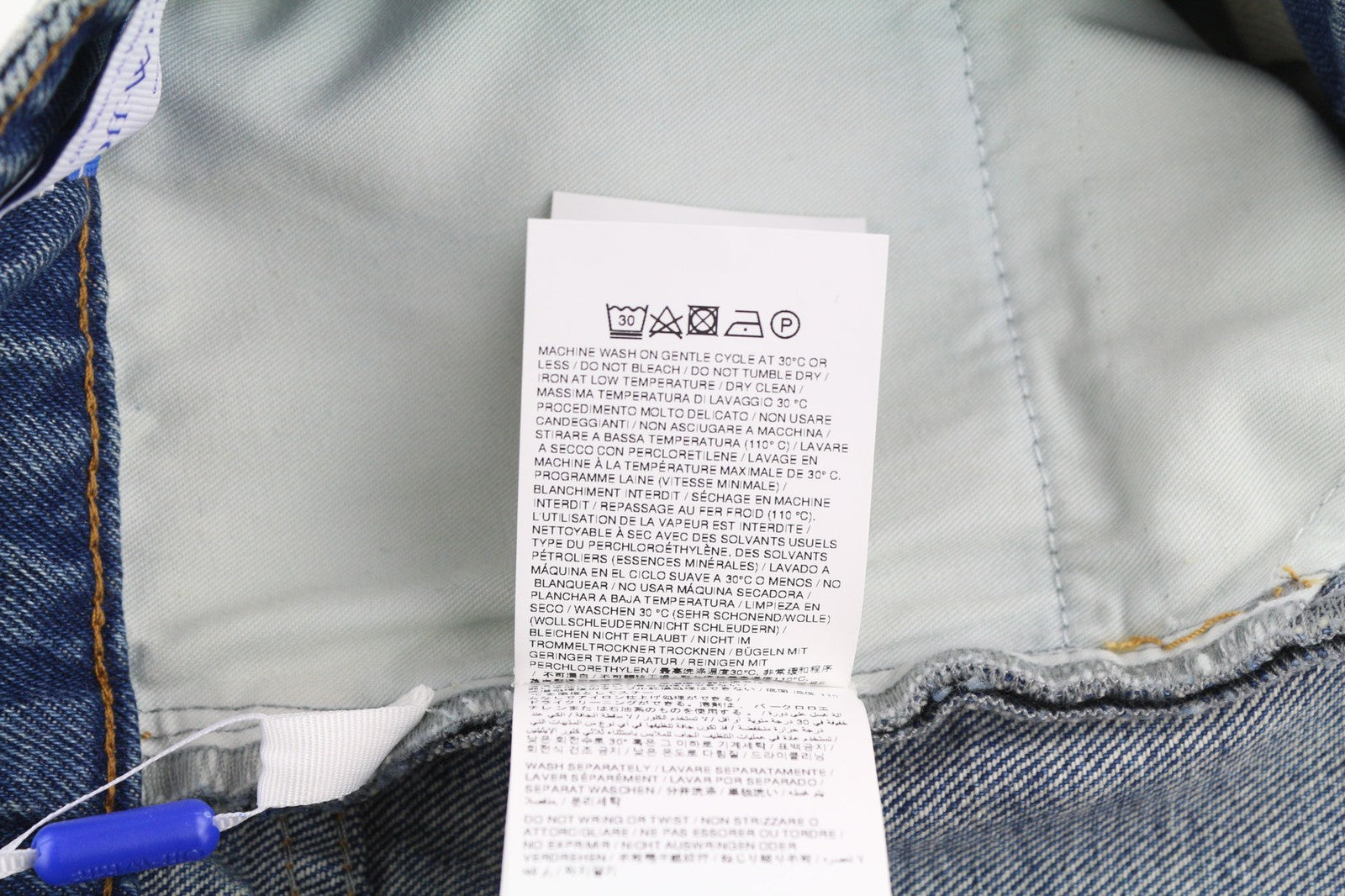 OFF-WHITE Women's Jeans W29 Blue Slim Flared Fit Washed Cotton Zipped Denim