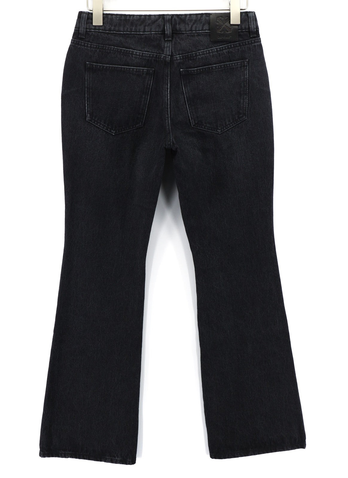 OFF-WHITE Women's Jeans W28 Black Slim Flare Vintage Pure Cotton Denim Casual