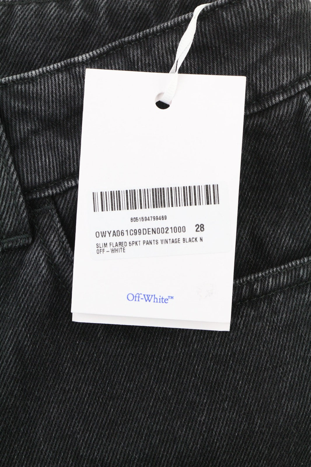 OFF-WHITE Women's Jeans W28 Black Slim Flare Vintage Pure Cotton Denim Casual