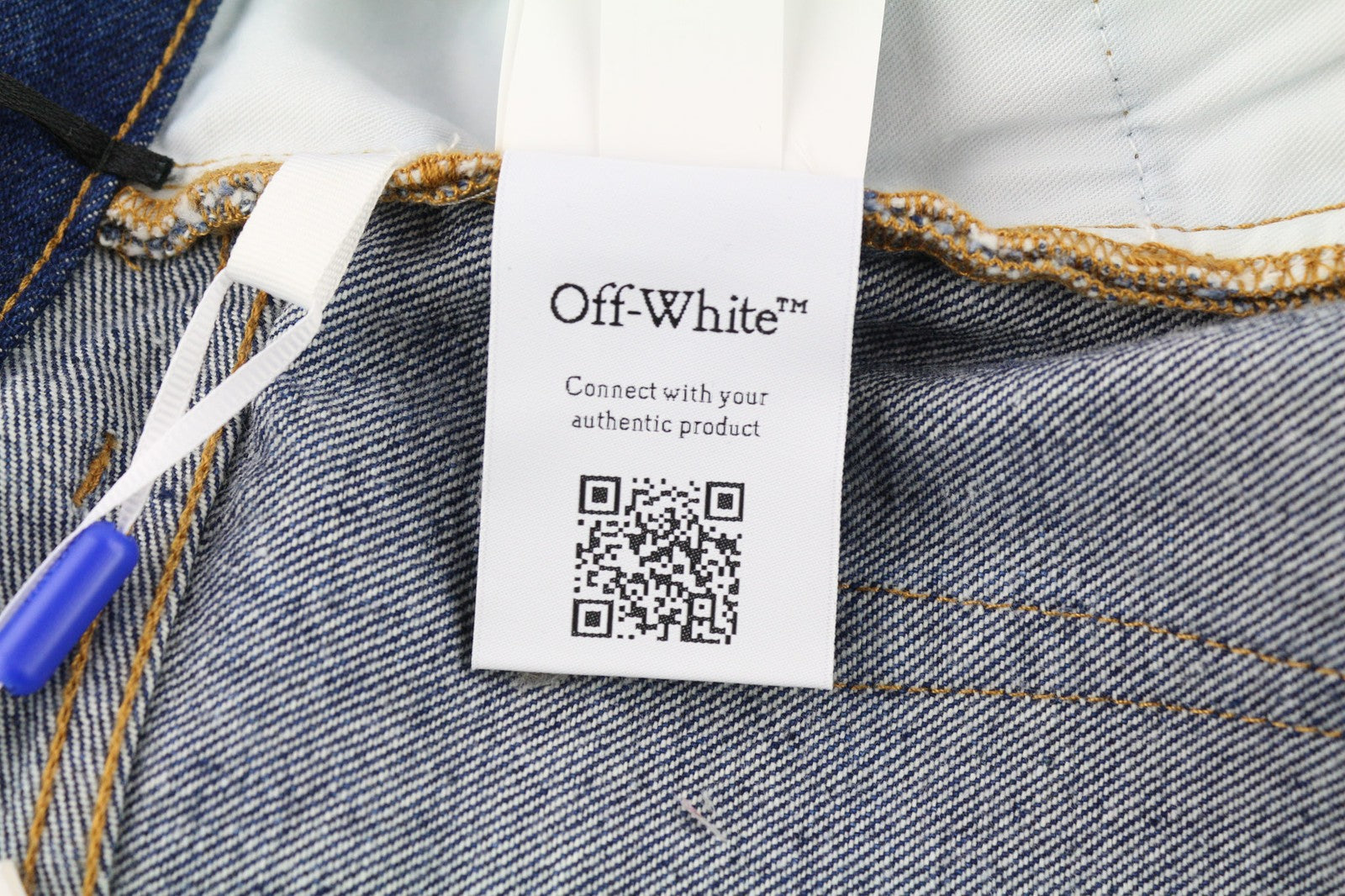 OFF-WHITE Men's Jeans W30 Blue Taper Fit Cotton Denim Washed Button Fly RRP475