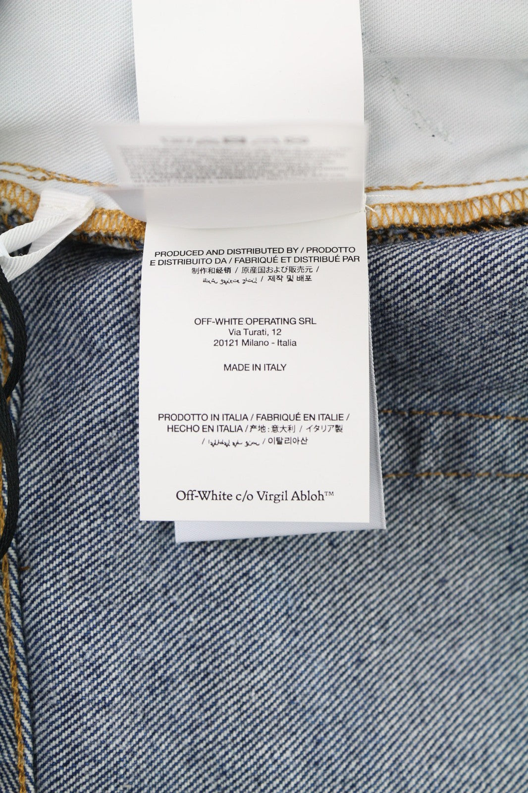 OFF-WHITE Men's Jeans W36 Blue Washed Cotton Tapered Fit Button Fly RRP475