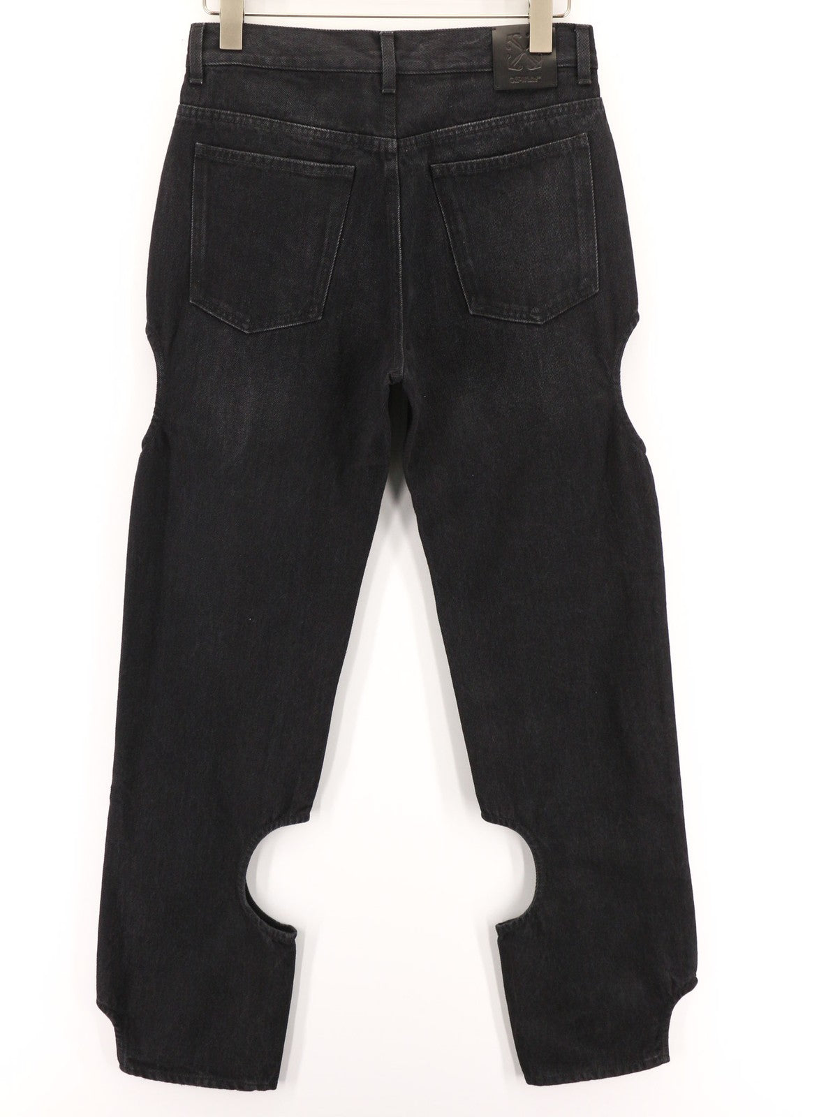 OFF-WHITE Women's Jeans W28 Meteor Cut-Out Straight Fit Black Cotton RRP575