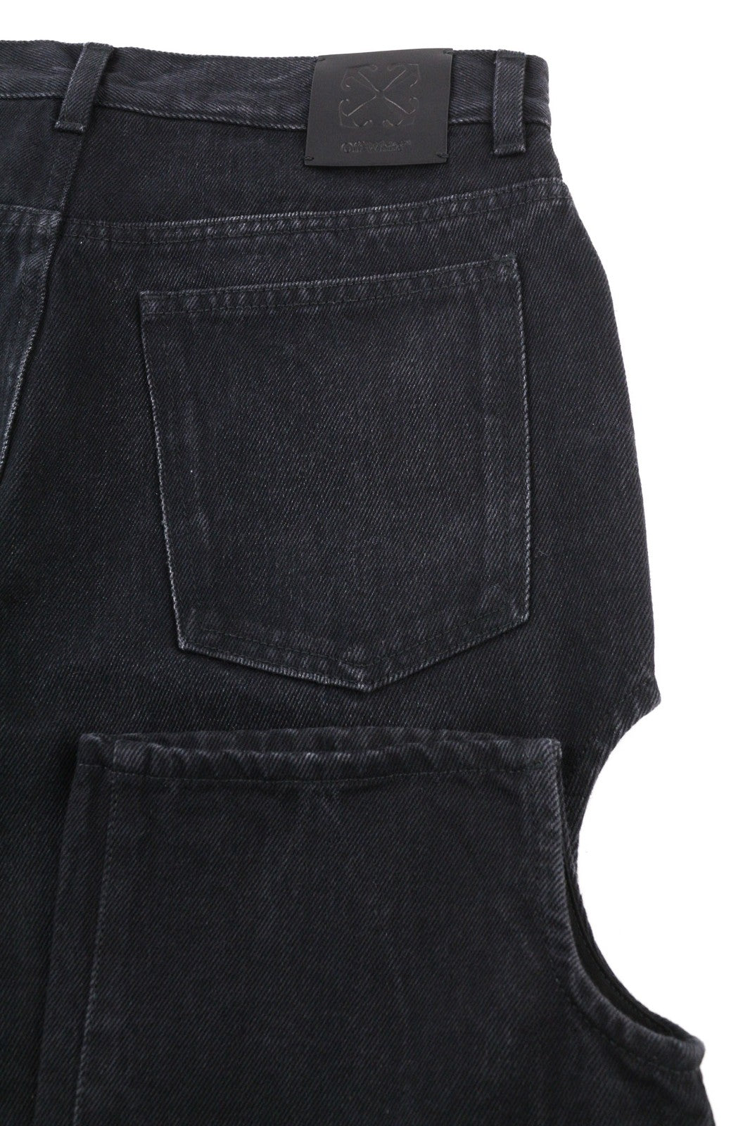 OFF-WHITE Women's Jeans W28 Meteor Cut-Out Straight Fit Black Cotton RRP575