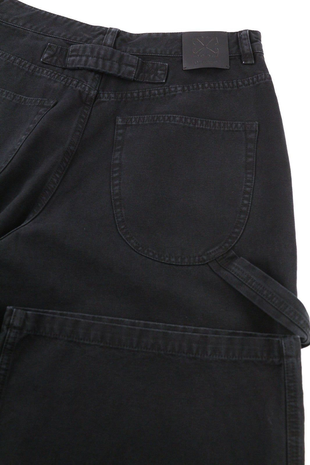 OFF-WHITE vyriškos kelnės W34 Cargo Fit grynos medvilnės juodos spalvos su sagomis, dažytos RRP799 