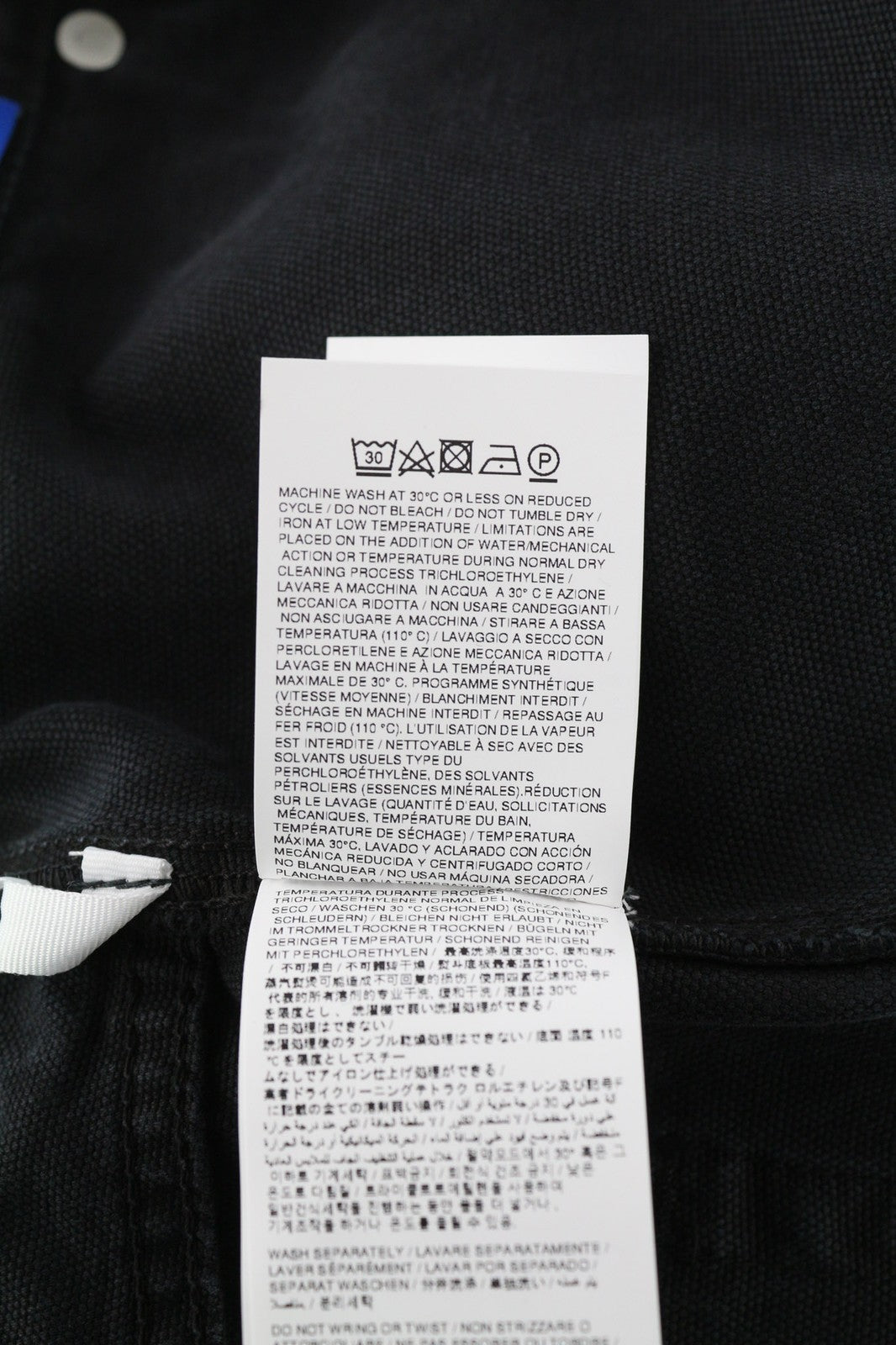 OFF-WHITE vyriškos kelnės W34 Cargo Fit grynos medvilnės juodos spalvos su sagomis, dažytos RRP799 