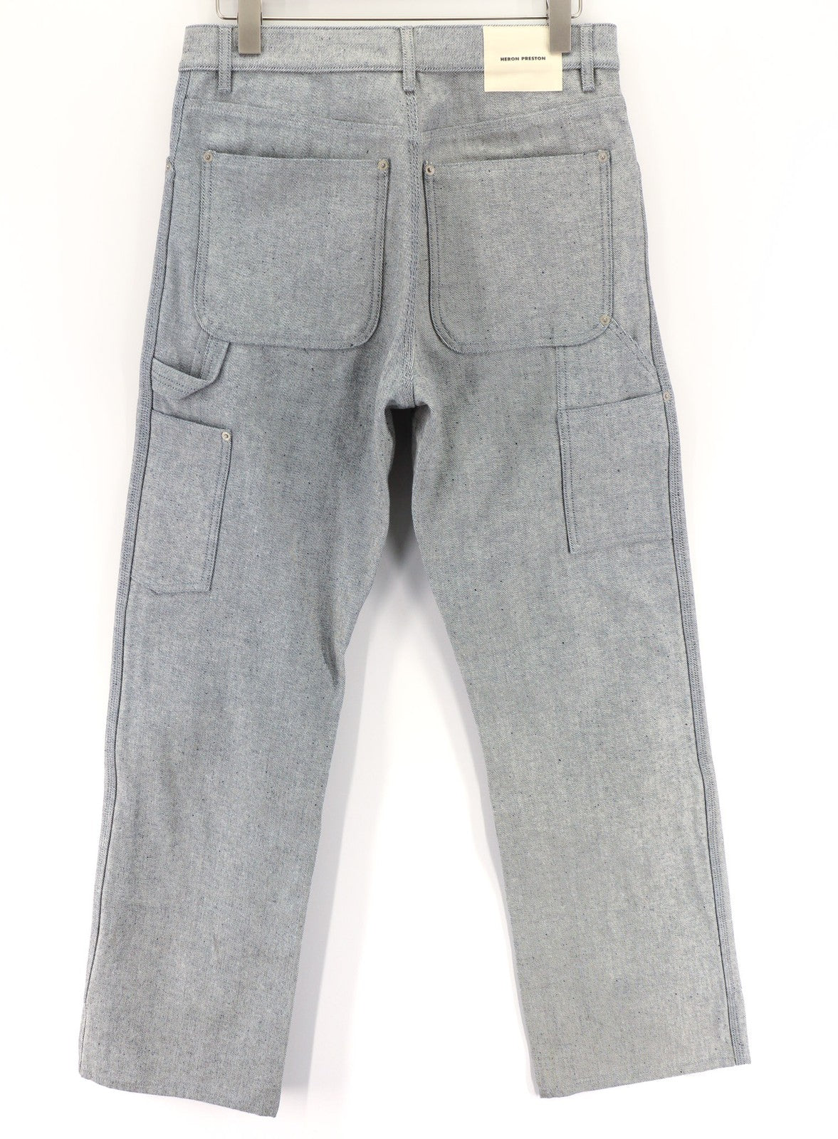 HERON PRESTON vyriškos kelnės M dydžio, skalbtos, šviesiai mėlynos, tiesios medvilninės kelnės su sagomis 