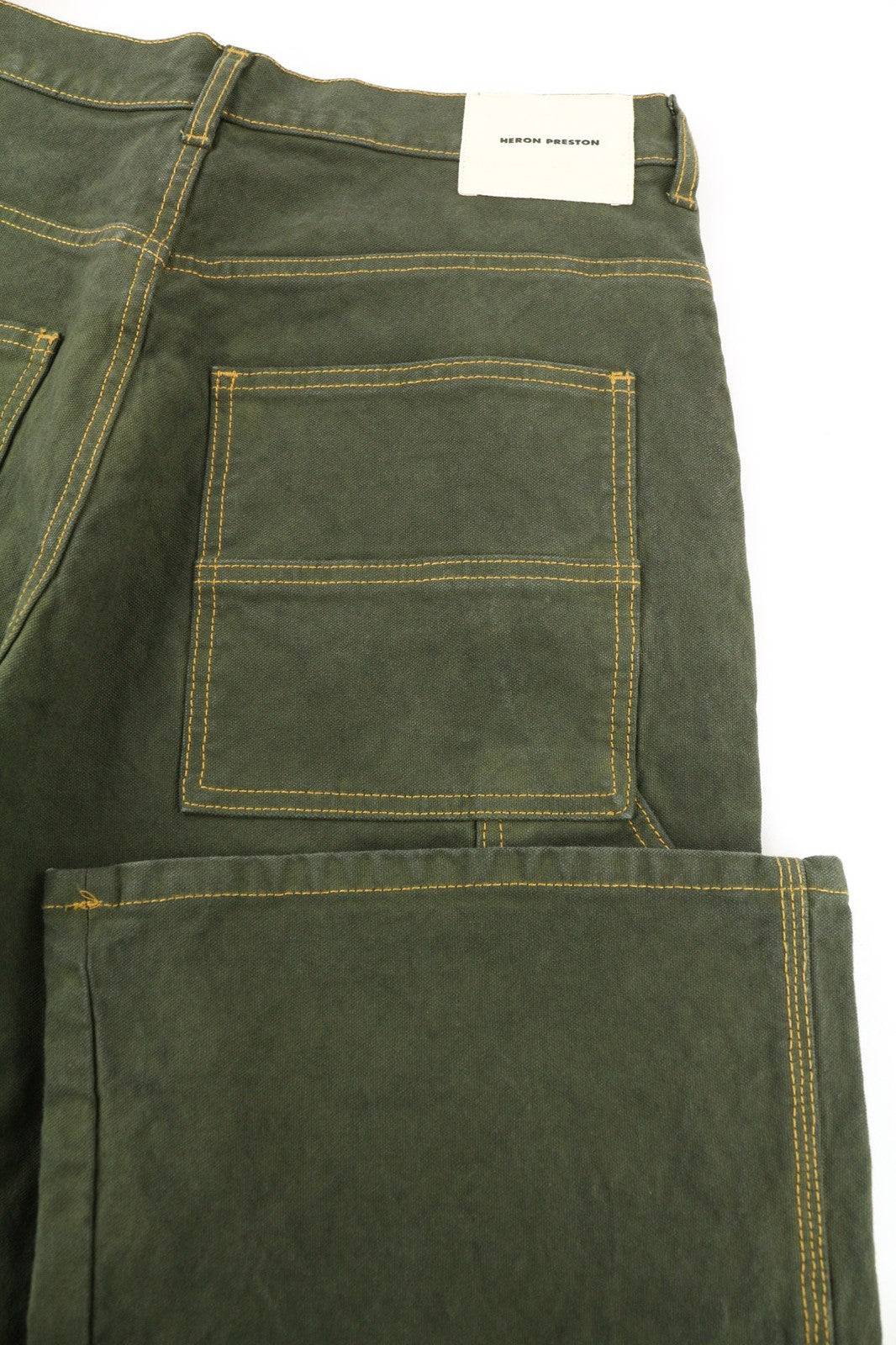 HERON PRESTON vyriškos žalios medvilninės kelnės su užtrauktuku, laisvalaikio, tiesaus kirpimo, RRP 450 