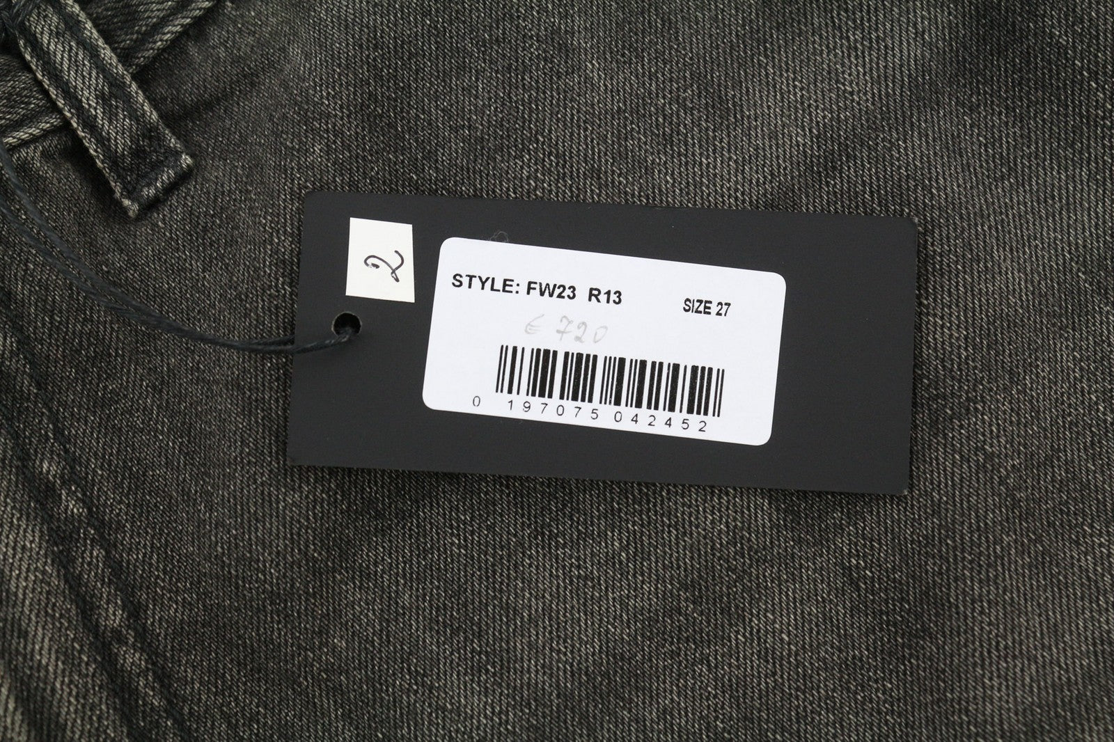 R13 Damon Women's Jeans 27 Flared Wide Washed Black Pure Cotton Zip-Up