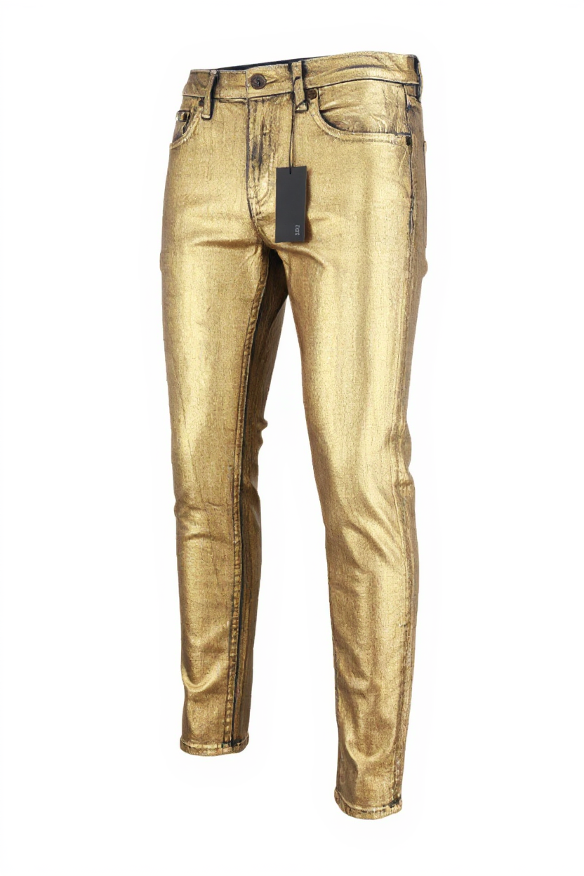 R13 Kate Women's Jeans 27 Skinny Fit Coated Gold Waxed Cotton Stretch