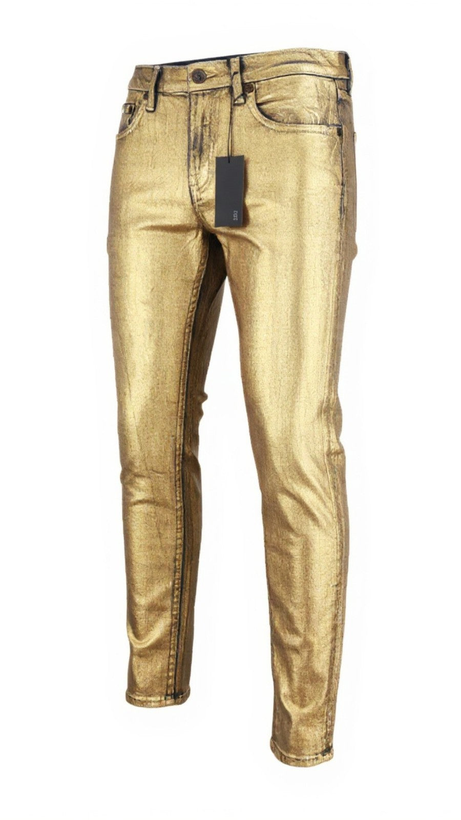 R13 Kate Women's Jeans 27 Skinny Fit Coated Gold Waxed Cotton Stretch