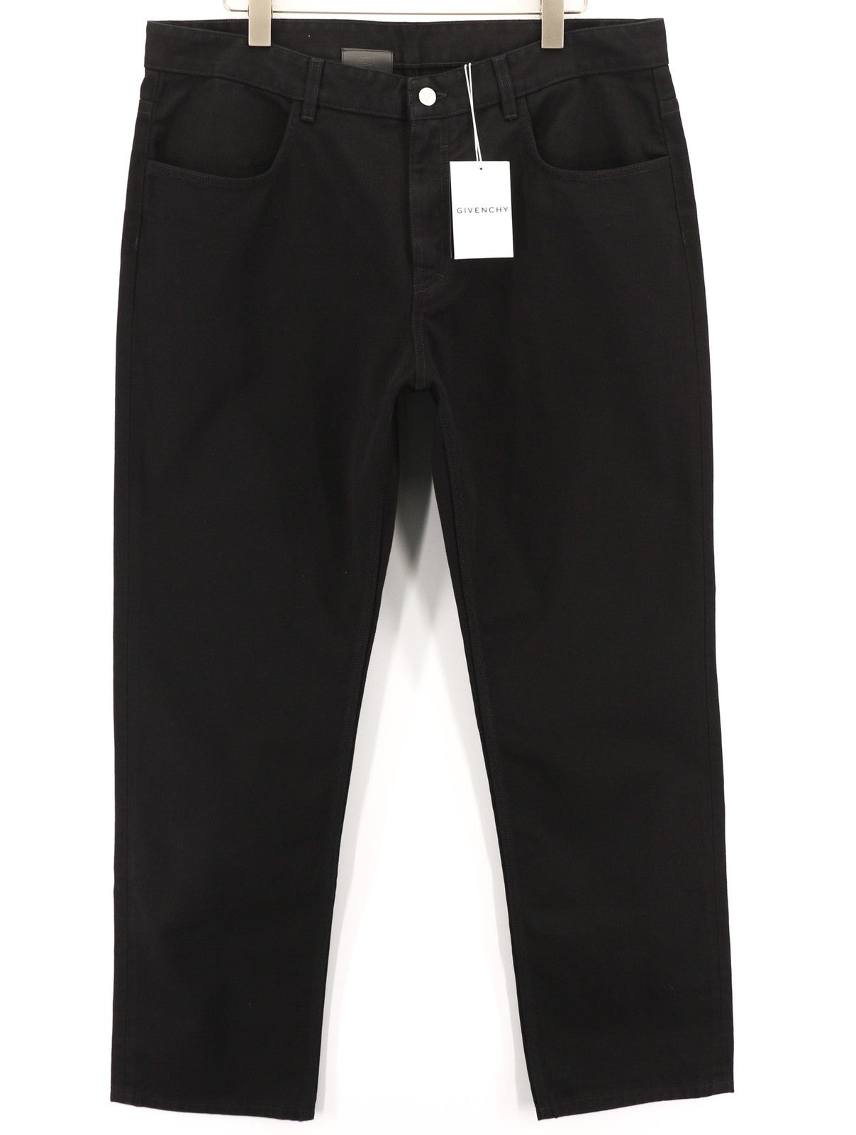 GIVENCHY Men's Jeans 40 Black Straight Pure Cotton Logo Zip-Up Denim