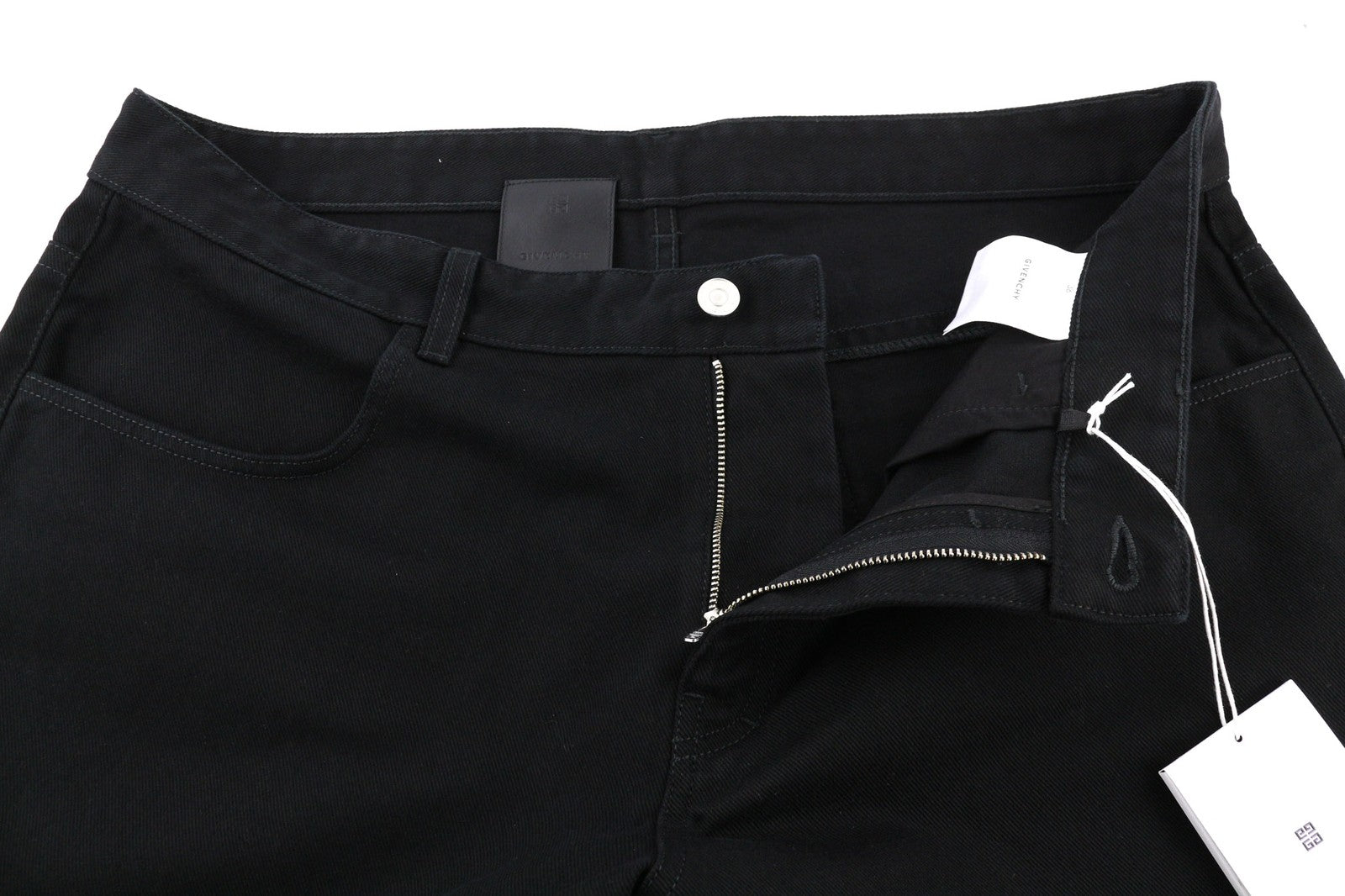 GIVENCHY Men's Jeans 40 Black Straight Pure Cotton Logo Zip-Up Denim