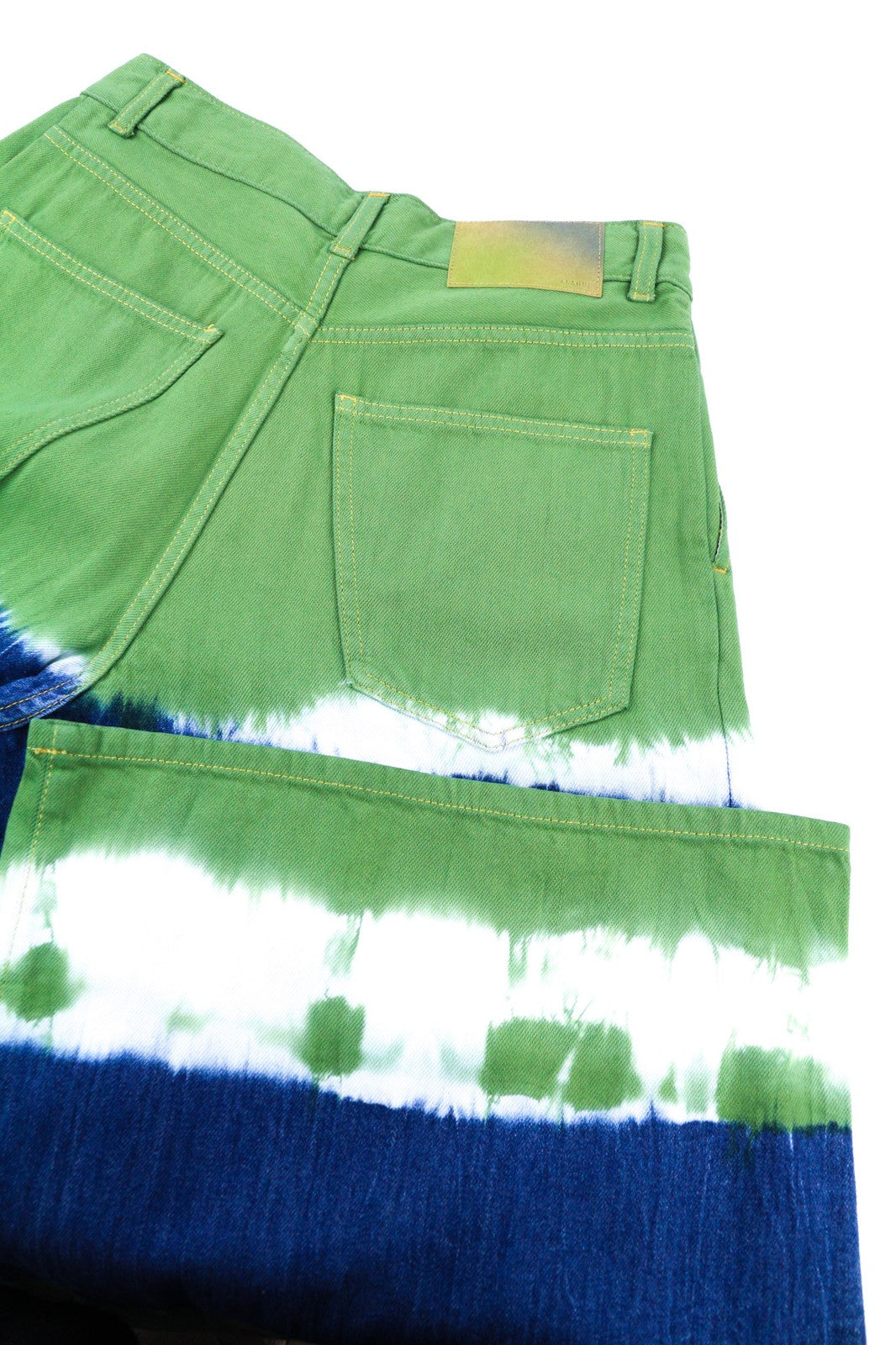 ALANUI Women's Jeans W26 Magic Journey Blue Green Tye-Dye Wide Fit RRP649