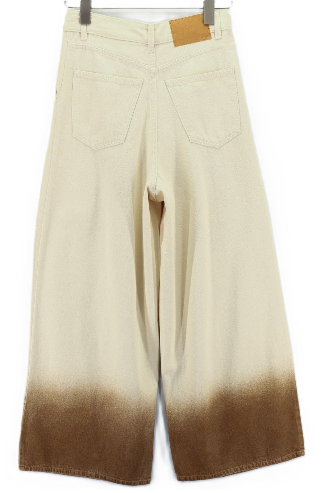 ALANUI Women's Jeans W24 Bright Hues Beige Brown Zip-Up Wide Pants RRP599