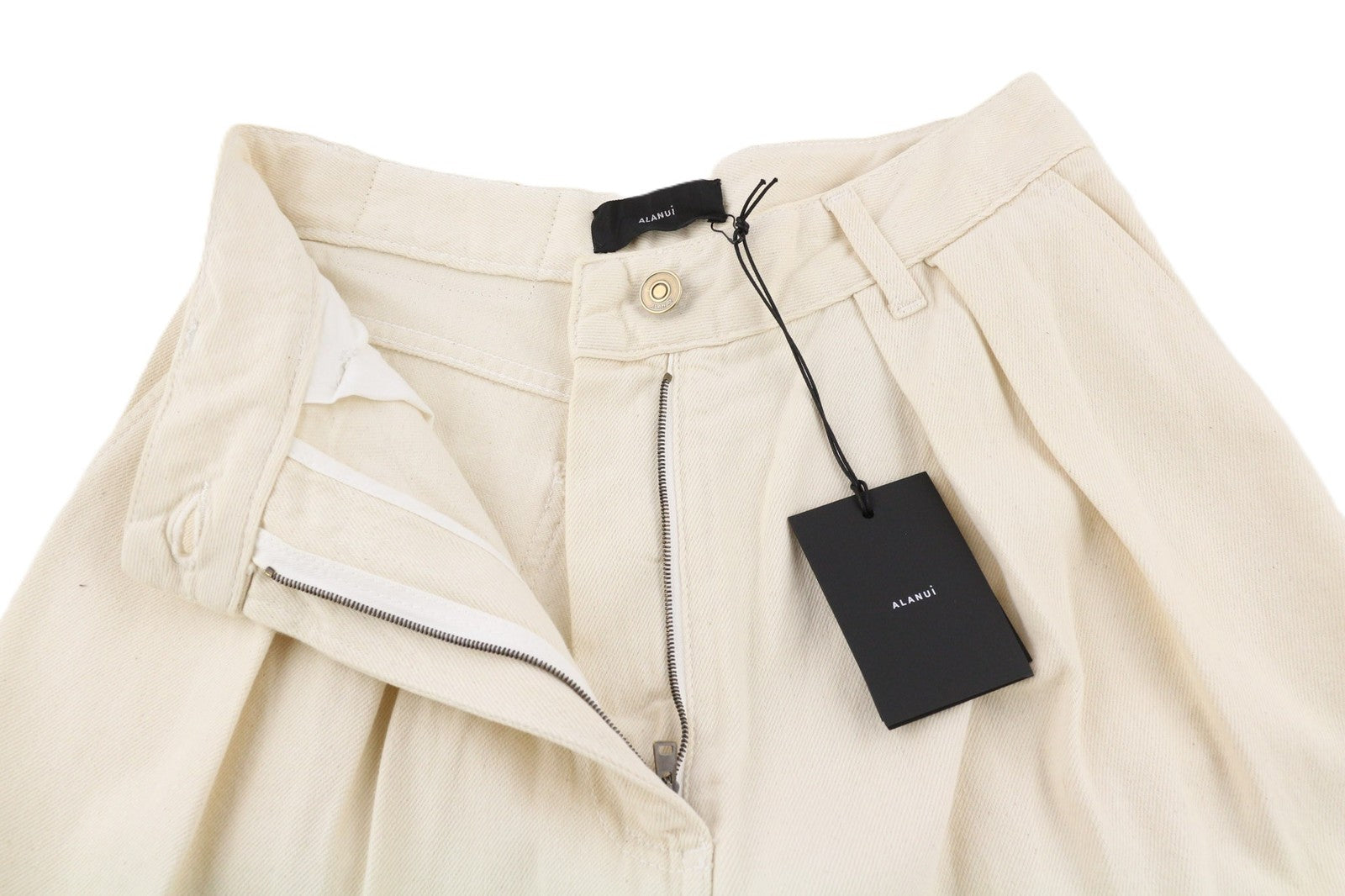 ALANUI Women's Jeans W24 Bright Hues Beige Brown Zip-Up Wide Pants RRP599