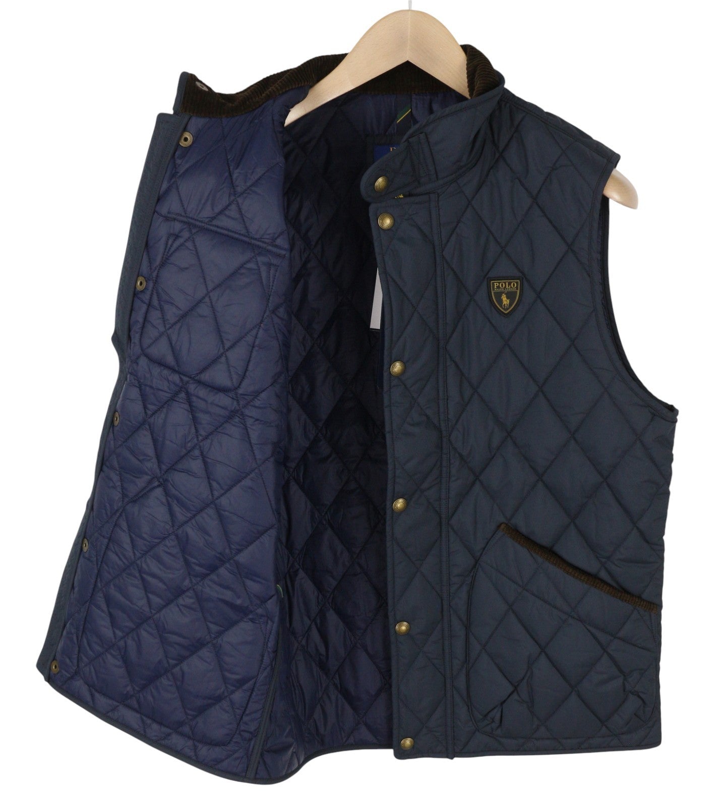 RALPH LAUREN Beaton vyriška liemenė S mėlyna velveto apipjaustyta dygsniuota logotipu RRP310