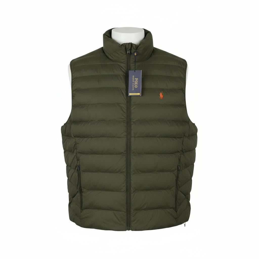 RALPH LAUREN Terra vyriška liemenė, 2XL, žalia, dygsniuota, su paminkštintu užtrauktuku, RRP439 