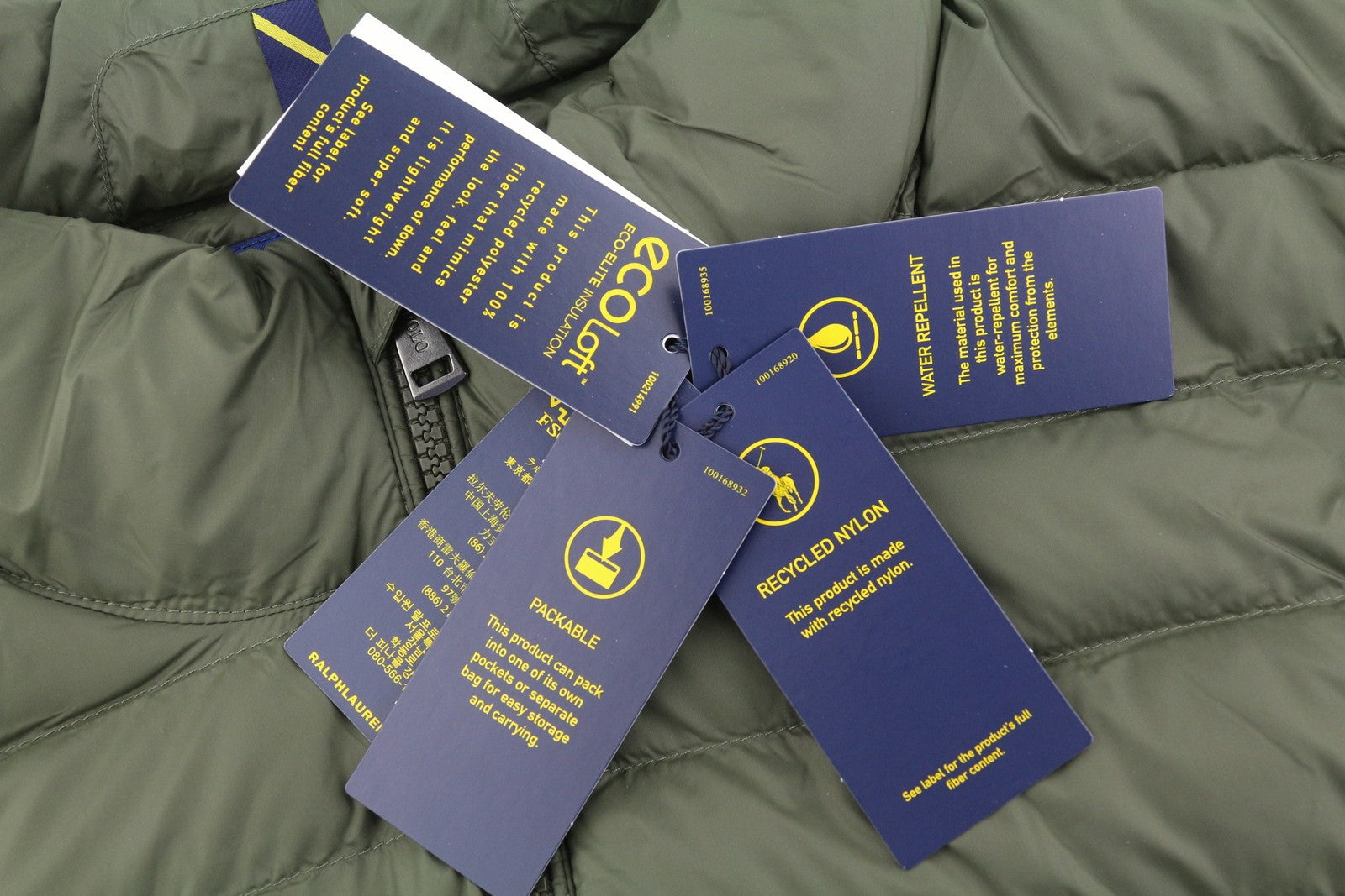 RALPH LAUREN Terra vyriška liemenė, 2XL, žalia, dygsniuota, su paminkštintu užtrauktuku, RRP439 