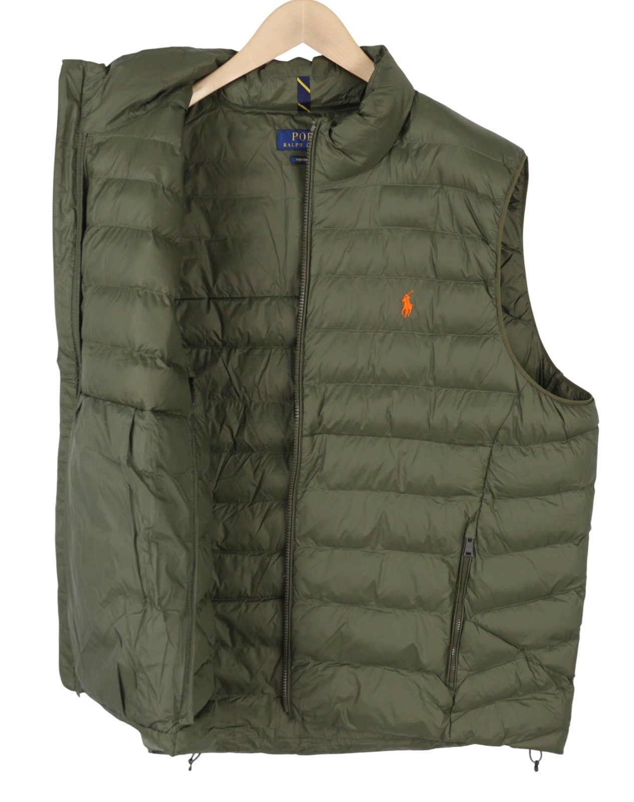 RALPH LAUREN Terra vyriška liemenė, 2XL, žalia, dygsniuota, su paminkštintu užtrauktuku, RRP439 