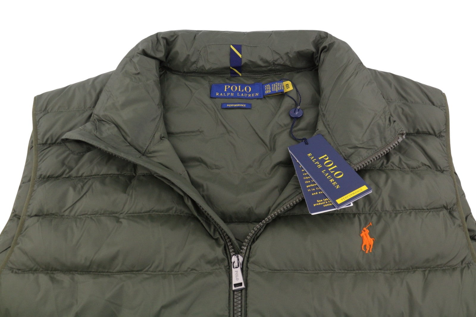 RALPH LAUREN Terra vyriška liemenė, 2XL, žalia, dygsniuota, su paminkštintu užtrauktuku, RRP439 