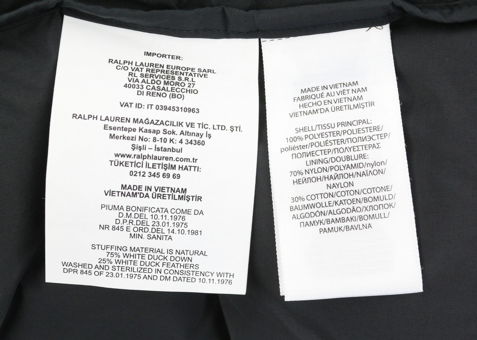 RALPH LAUREN Elmwood vyriška liemenė M, juoda, su ančių pūkų užpildu, dygsniuota, su gobtuvu ir užtrauktuku 