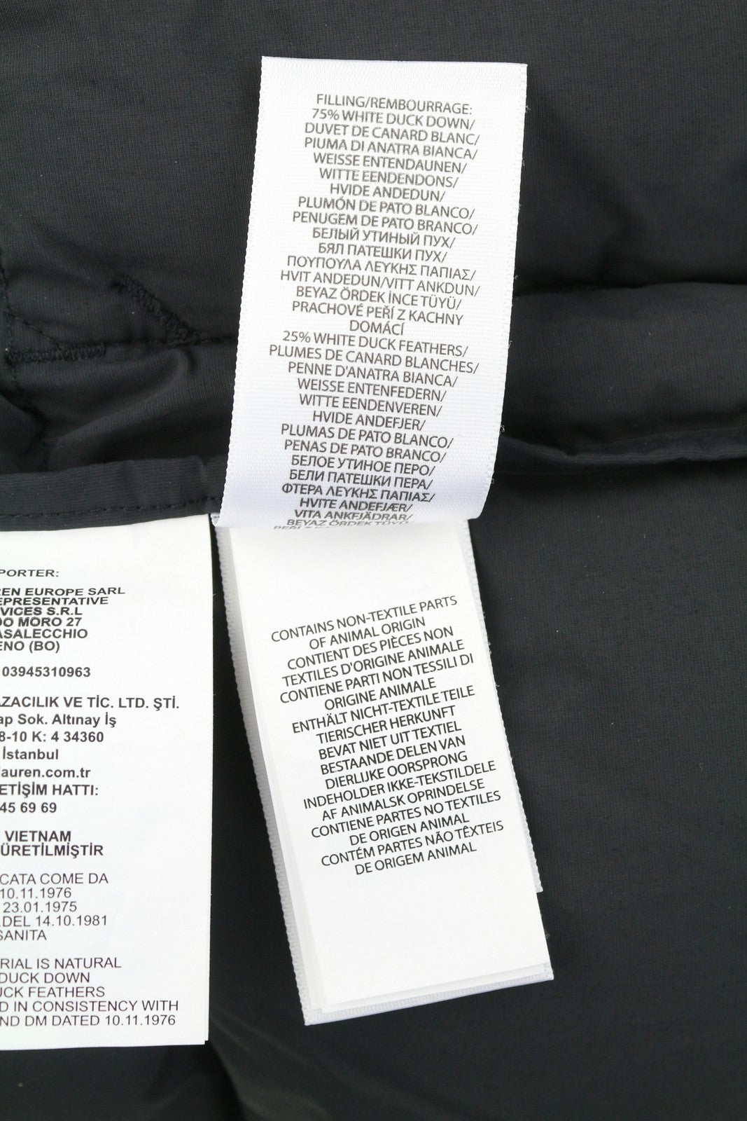 RALPH LAUREN Elmwood vyriška liemenė M, juoda, su ančių pūkų užpildu, dygsniuota, su gobtuvu ir užtrauktuku 