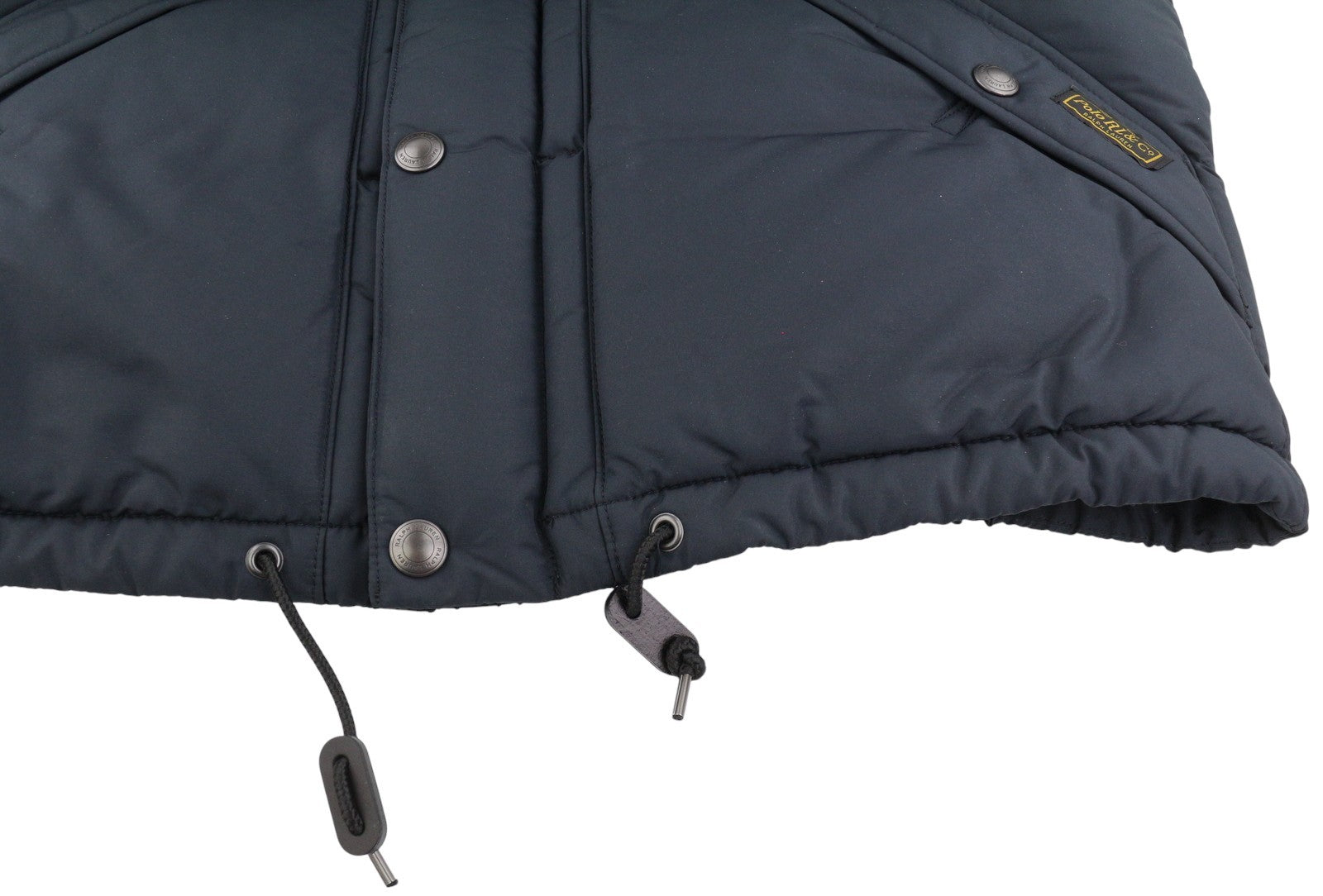 RALPH LAUREN Elmwood vyriška liemenė M, juoda, su ančių pūkų užpildu, dygsniuota, su gobtuvu ir užtrauktuku 